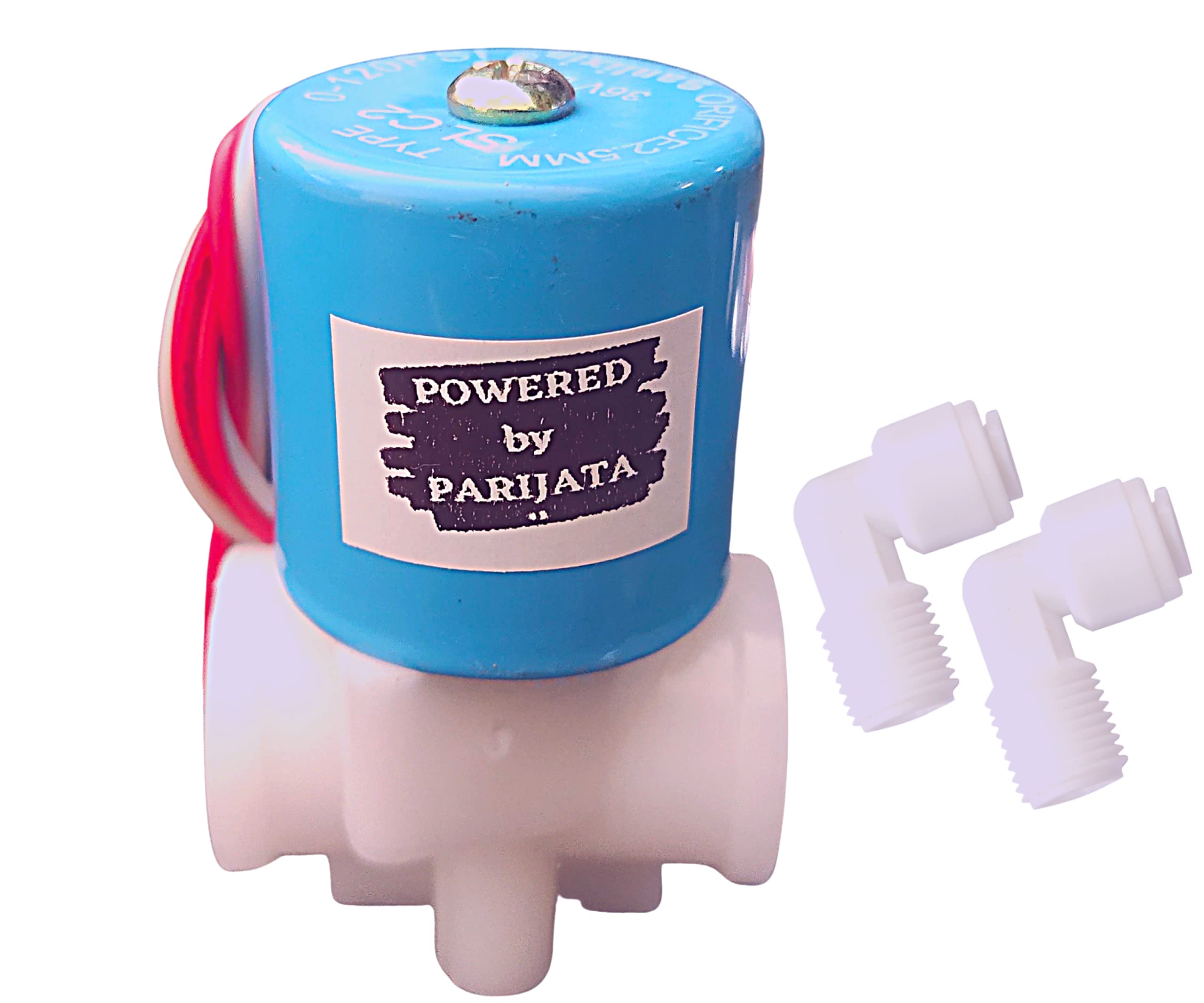 Parijata slx/slc 2 copper solenoid valve 36V DC sv for ro, Suitable for all kinds of water purifiers, pipr size 1/4 inch, Normally closed type, Pushfit connectors (1, SLC 2/SLX - 36V DC)