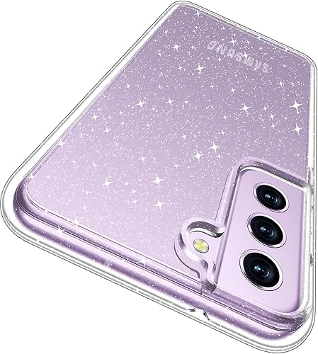 Rayboen Funda para Samsung Galaxy S21 FE 5G con purpurina, a prueba de golpes, funda protectora para Galaxy S21 FE, bonita funda brillante brillante