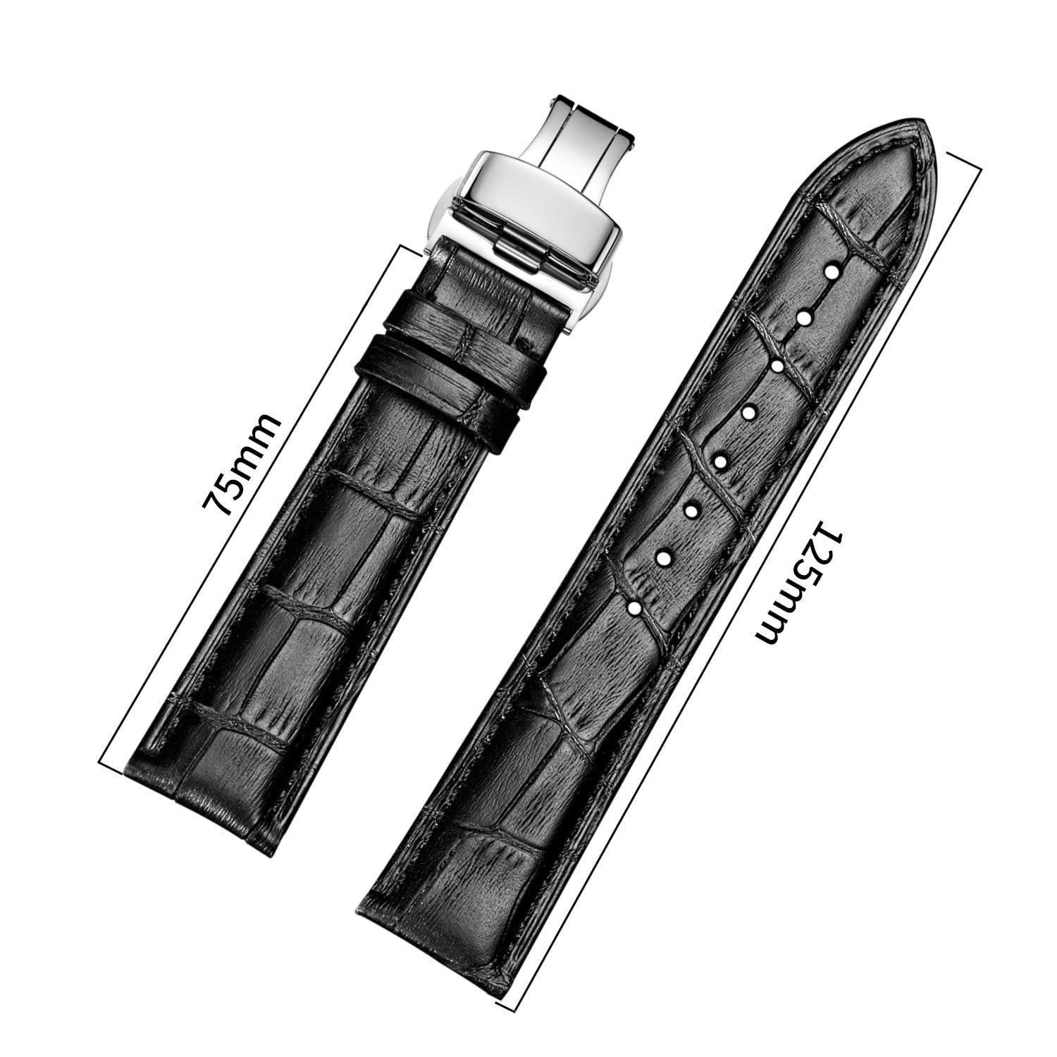SERDAS Cinturini per orologi in pelle con fibbia deployante per cinturino da uomo e orologio da donna Starp 18mm 19mm 20mm 21mm 22mm 23mm 24mm