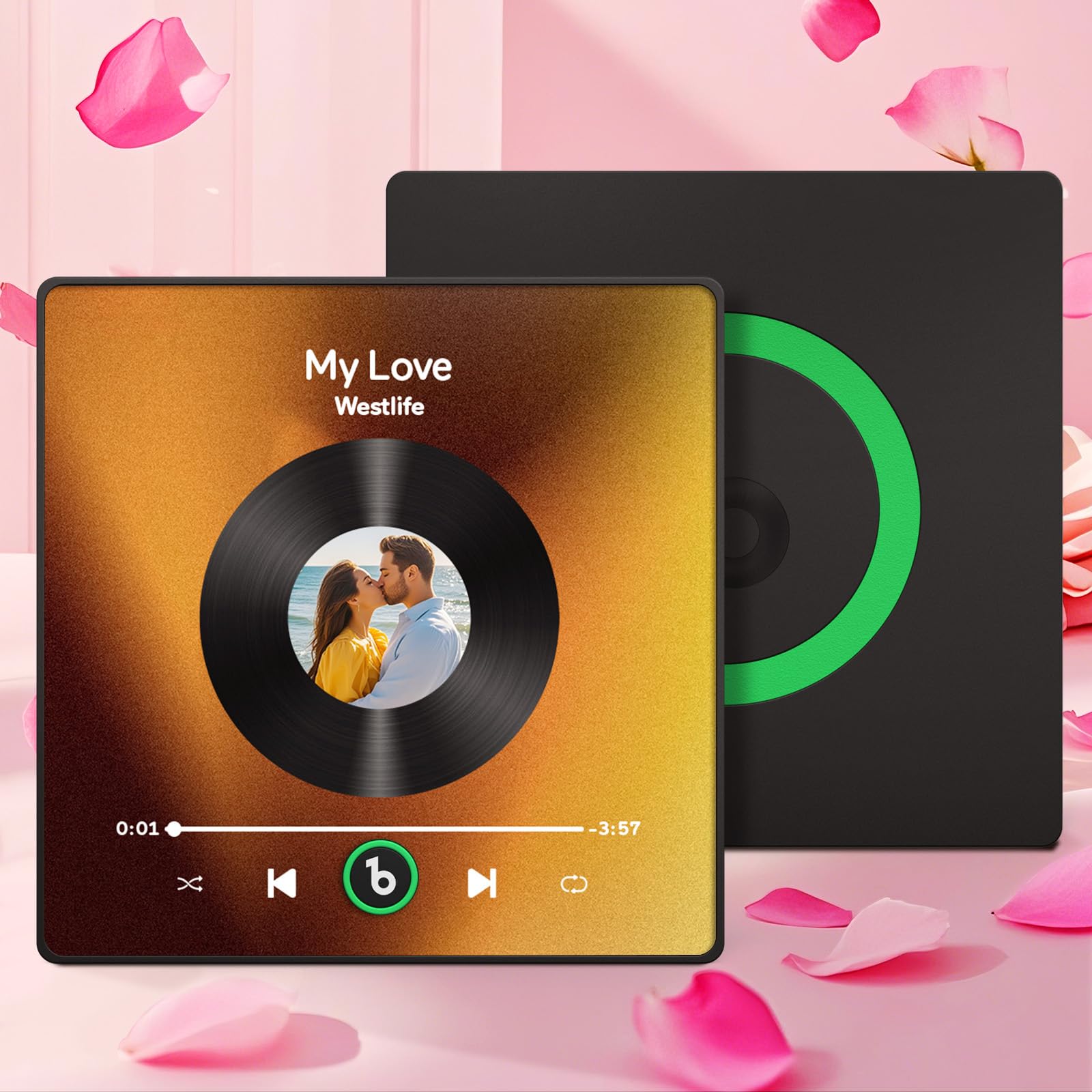 Custom Music Fridge Magnet Personalised Gifts Album Fridge Magnet Spotify Song Refrigerator Magnet with Photo, Built-in Music Can Play Songs Home Decoration Gifts for Him, Her, CouplesMusic Lovers