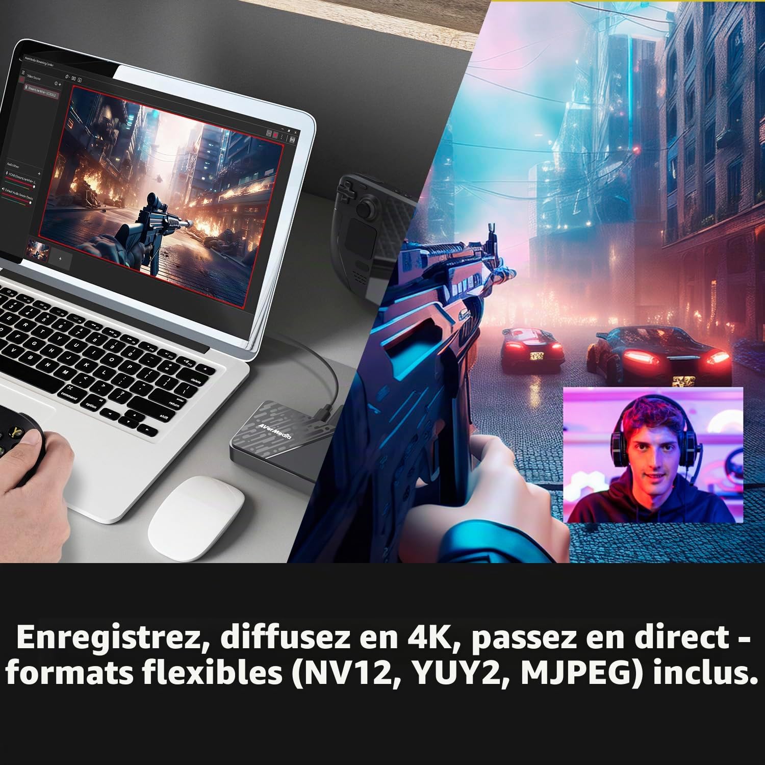 AVerMedia GC311G2 Streamline MINI+ Carte de capture pour streaming, passage HDR 4K60, enregistrement vidéo 1080p60, capture de jeu pour PS5, Xbox, Switch, PC, compatible avec Twitch, OBS, Windows, Mac