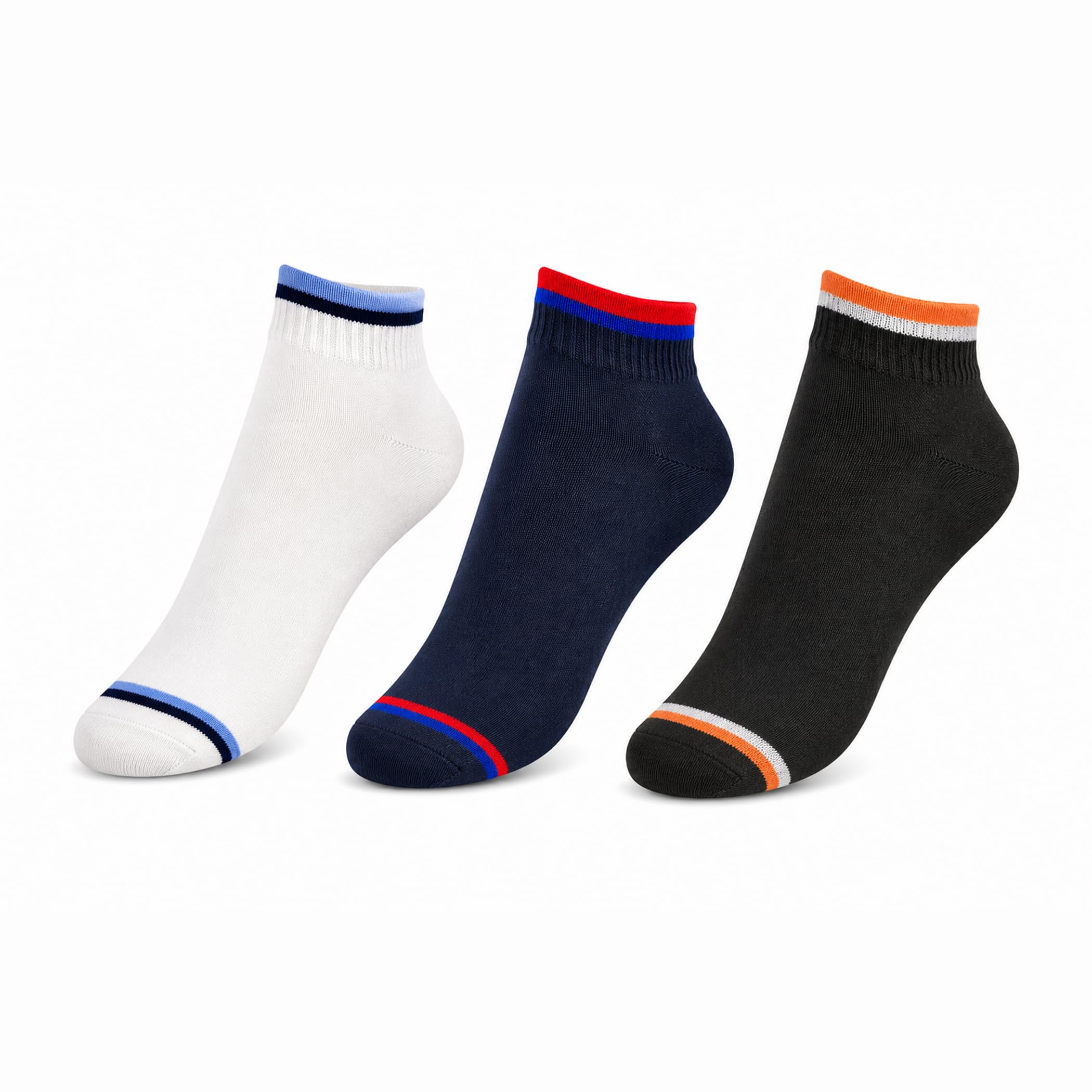 oriviva Unisex Adult 3 Pairs Compression Socks for Women and Men, Black White Gray Navy, Breathable Cotton Blend Cushioned Athletic Running Socks, Moisture Wicking Low Cut Gym Walking Casual Socks, Sizes S-XL-picture-21