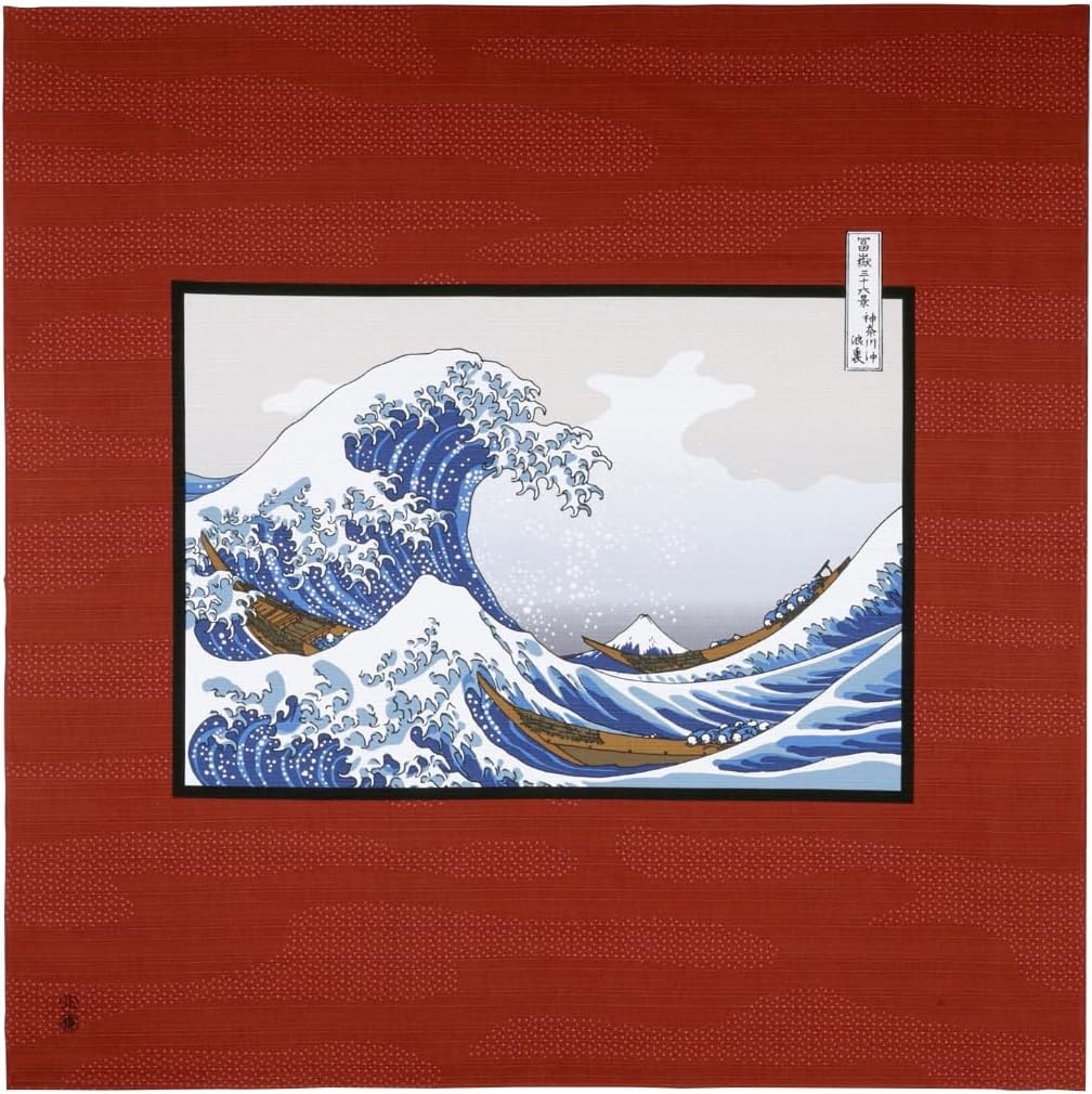 IPPINKA Japanese Furoshiki - 41 in x 42 in - Traditional Wrapping Cloth for Lunch Box or Gifts - Multi-Functional Bag - Ukiyo-e The Great Wave - Made in Japan