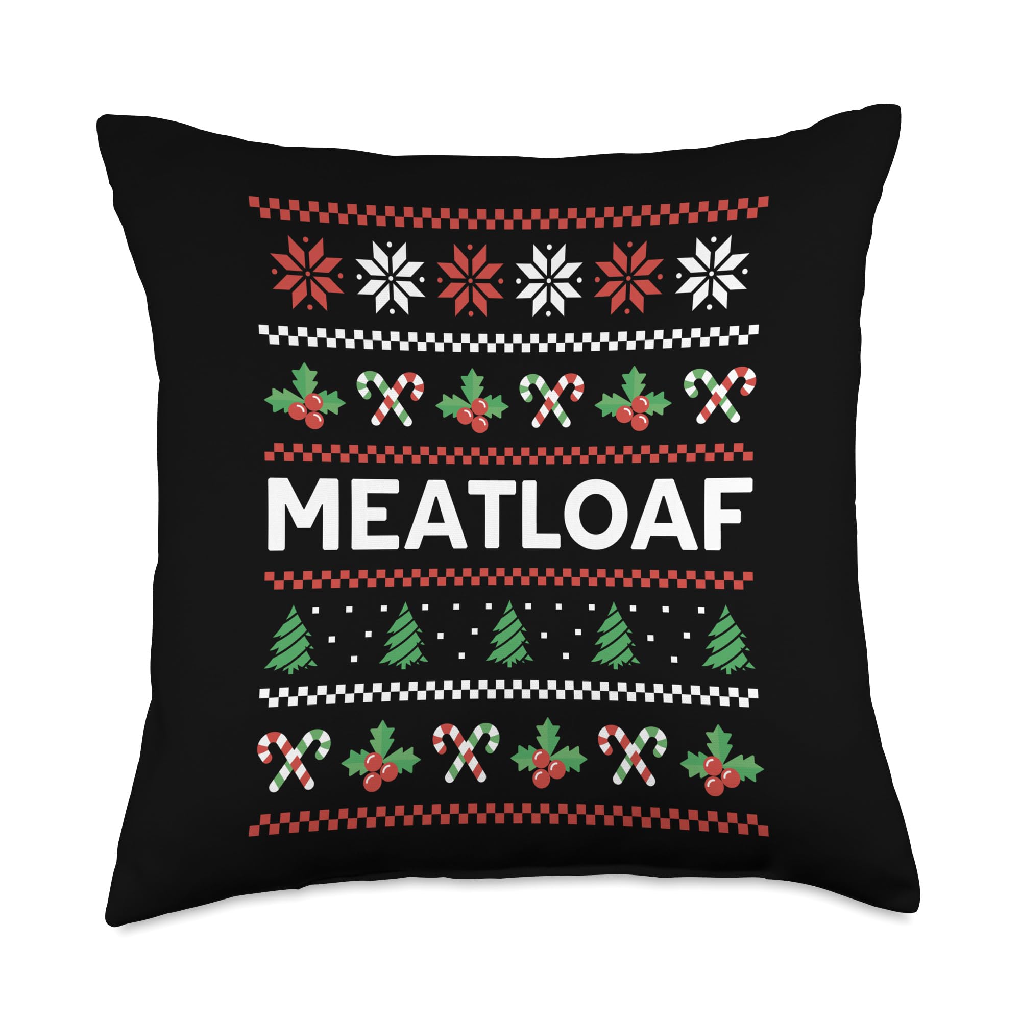 Funny Meatloaf Ugly Christmas Costume Bavaria Meat Dinner Throw Pillow, 18x18, Multicolor