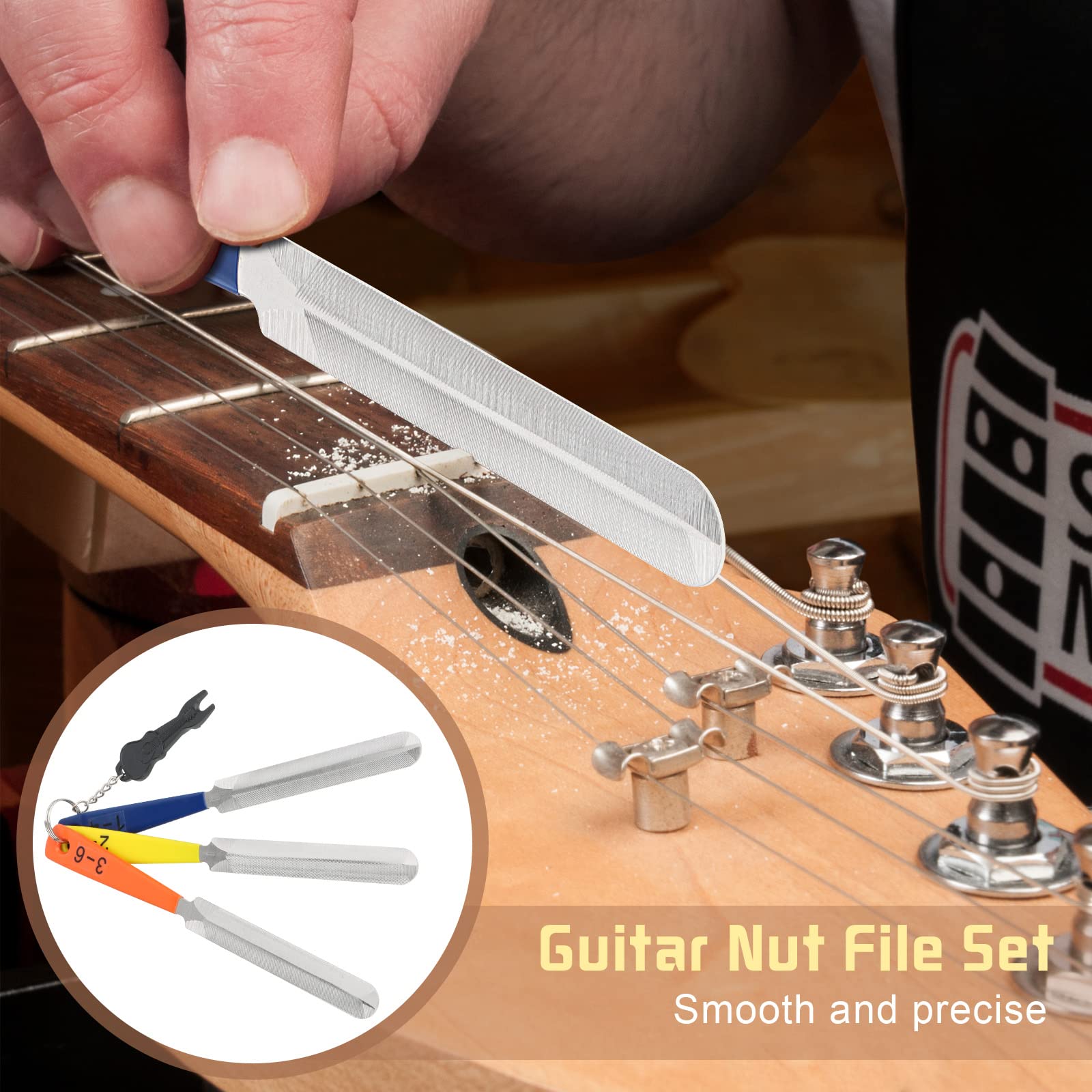 3 Pezzi Chitarra Nut File, Chitarra Fret File, Lima per Capotasto di Ricambio per Chitarra, Lima per Grondaia per Chitarra, Lima per Capotasto di Ricambio per Chitarra, Lima per Tasti Chitarra