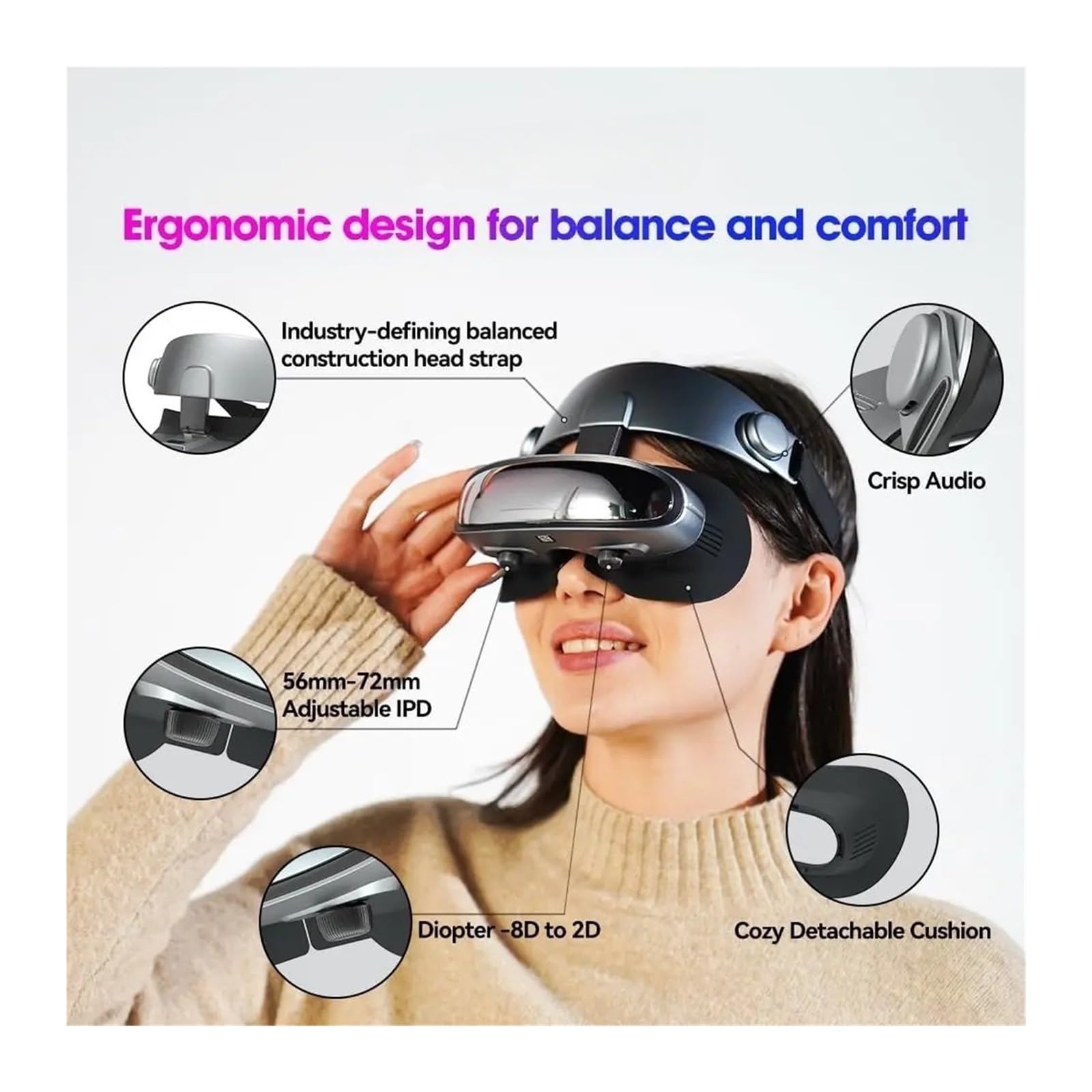 Auriculares G3X con Pantalla Gigante 3D, Gafas de Realidad Virtual y Aumentada 5K, compatibles con Ajuste for miopía, Aptos for PC, Smartphones y Xbox.