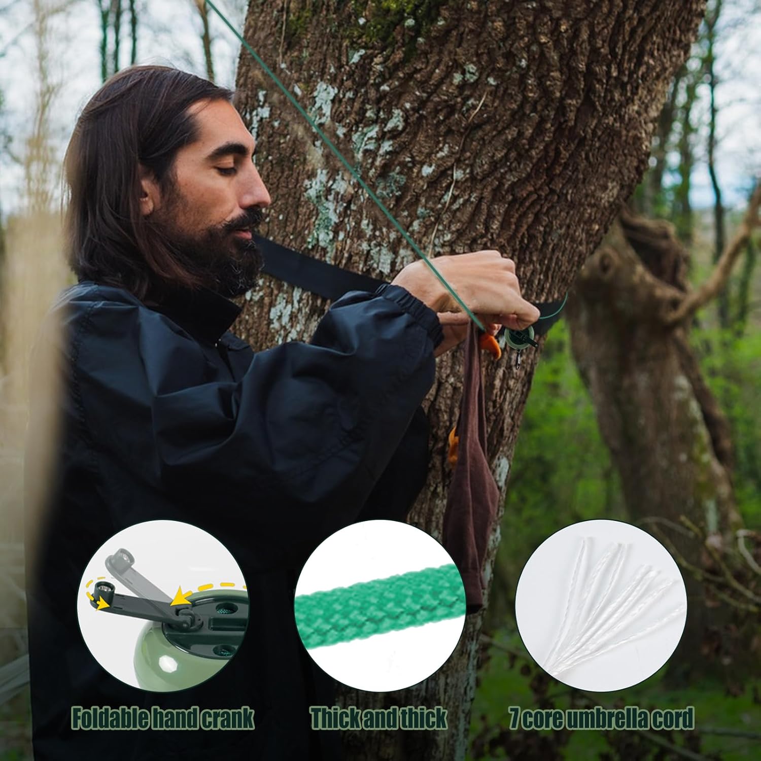 2Pcs Retractable Bow and Gear Hoist, 33FT Treestand Gear Hoist, Quick and Easy Bow Hunting Gear Accessories for Hunter, 4MM Thickened Rope