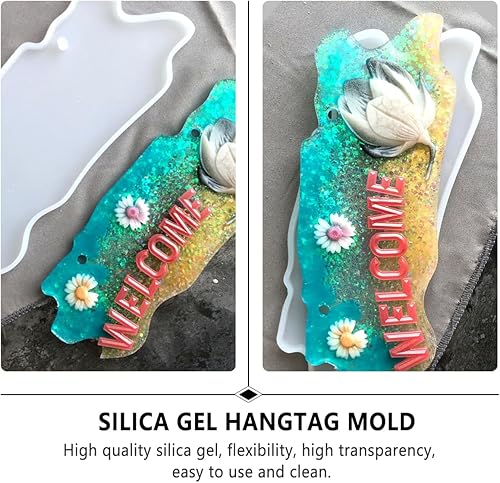 Miniatura 2 de EXCEART Placa de puerta de cristal epoxi placa de letrero de casa - Molde de fundición de resina DIY Puerta colgante de pared Placa de letrero de