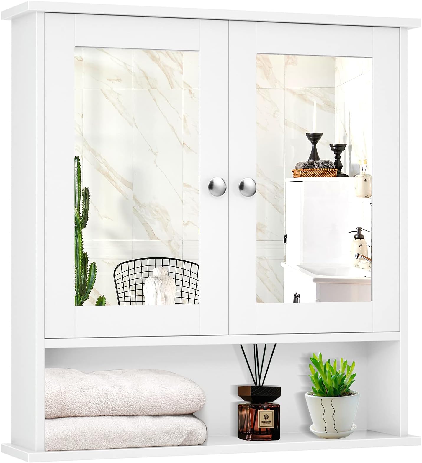 Amazon.com: Giantex Bathroom Wall Cabinet with 2 Mirror Doors and Adjustable Shelf, Hanging ...