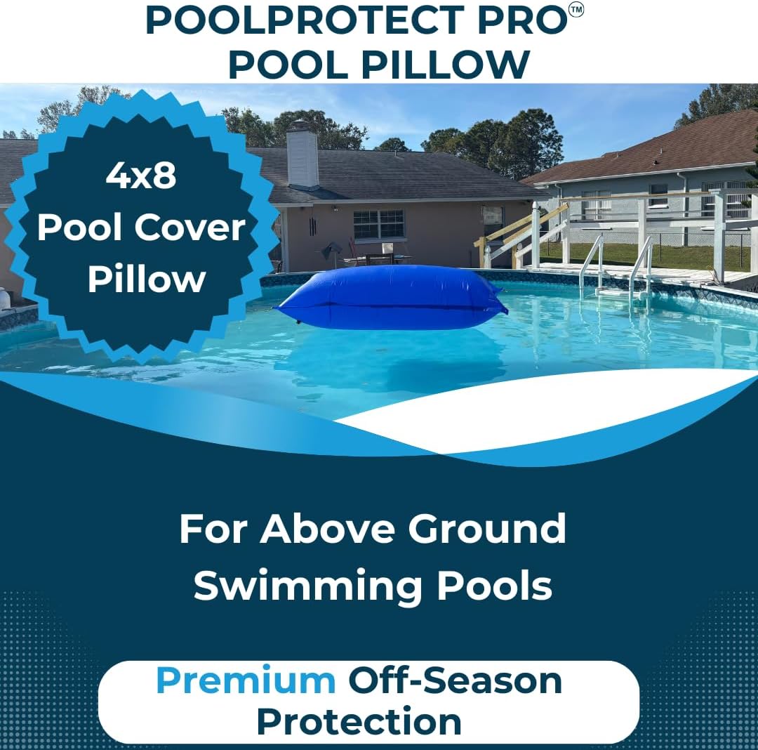 Premium 4"x8" Pool Pillows for Above-Ground Pools | Ultra Thick & Durable Pool Air Pillows | PoolProtect Pro Premium Cold- and UV-Resistant | by Protectera (Blue, 4x8 Pillow)