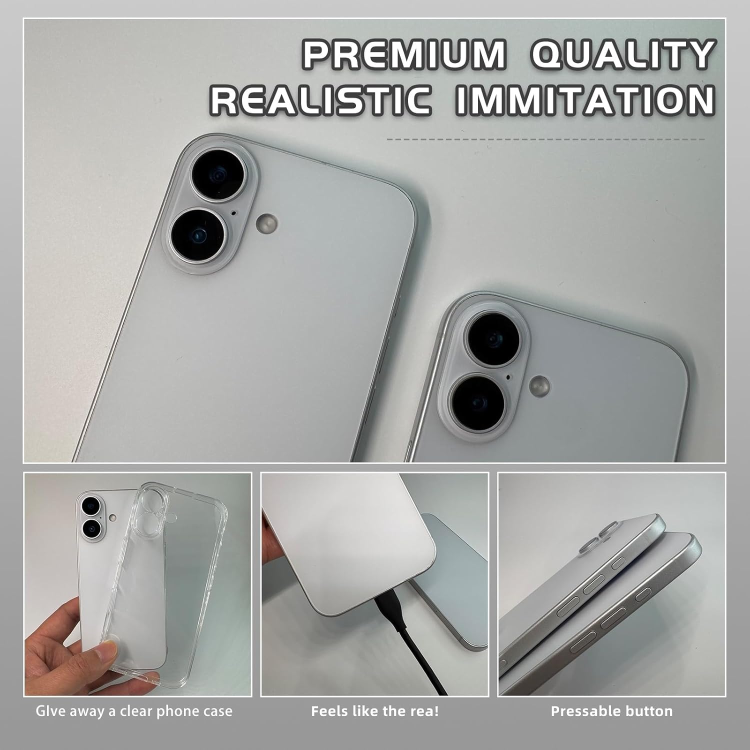 Dummy Fake Phone Model, Looks Like The RealPhone Compatible withPhone 16 Pro Max, for Cellphone Store Display or Send a ToyPhone for Kids (16,White,The Screen is Printed with Patterns)