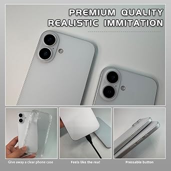 Dummy Fake Phone Model, Looks Like The RealPhone Compatible withPhone 16 Pro Max, for Cellphone Store Display or Send a ToyPhone for Kids (16,White,The Screen is Printed with Patterns)