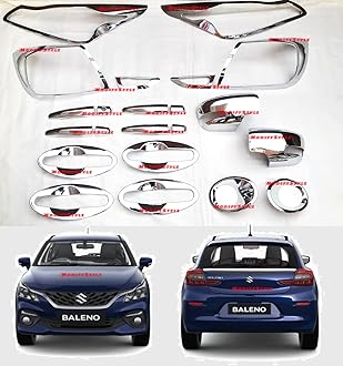 Exterior Chrome Accessories Combo Kit Suitable for Maruti Baleno 2022 Onwards (Set of 16pcs)