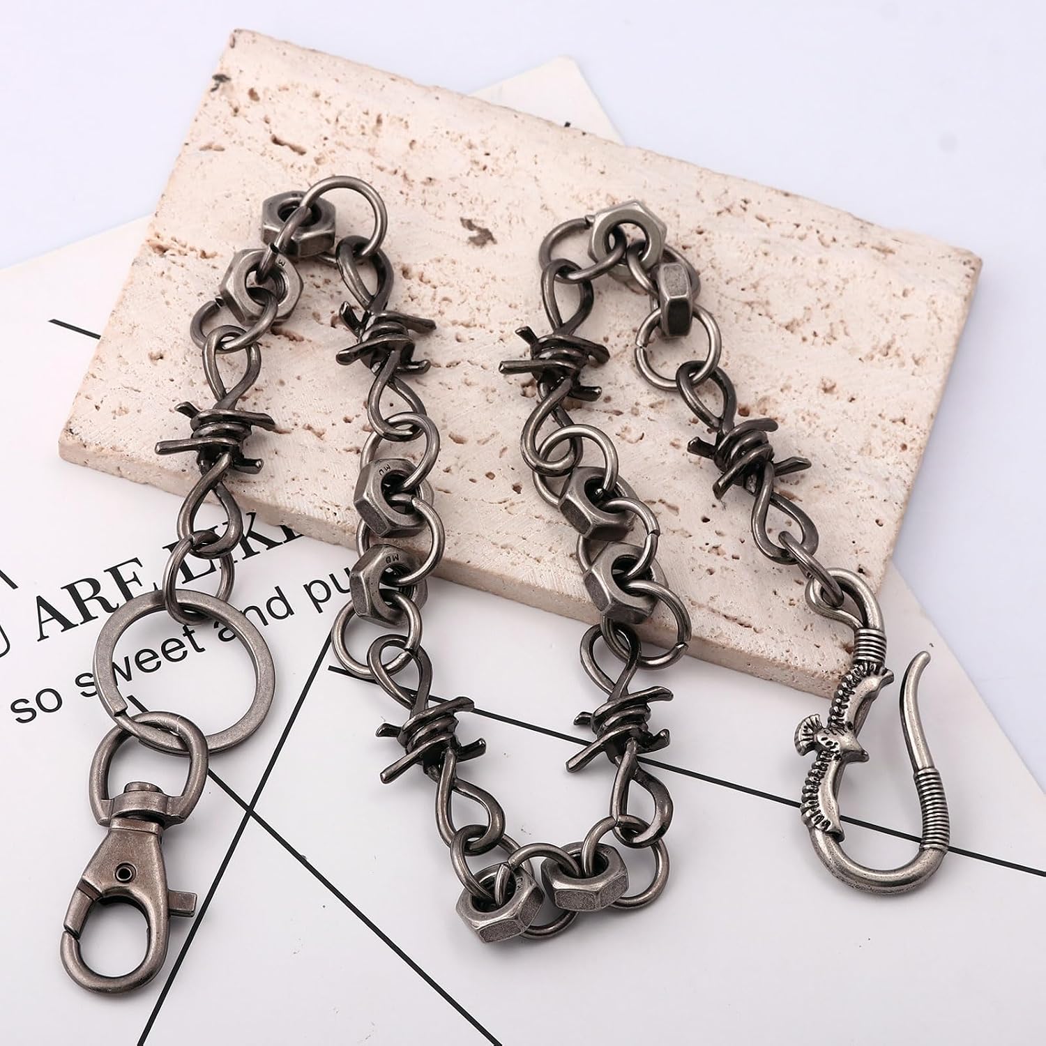Gothic Barbed Wire Chain Bag Charm Purse Wallet Chain for Men