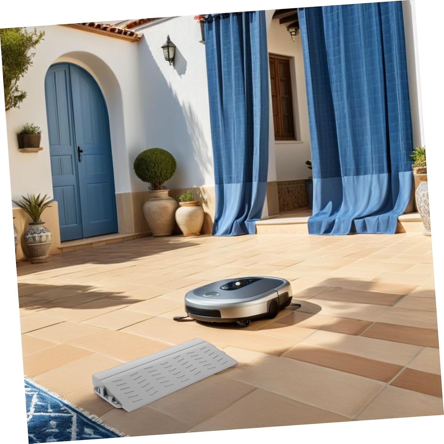 4pcs Abs Plastic Door Threshold Ramp for Robot Vacuum Cleaner and Wheelchair Strong Support Lightweight Design, 0.8 Inch Height, 8.3 Inch Length, Suitable for Indoor and Outdoor