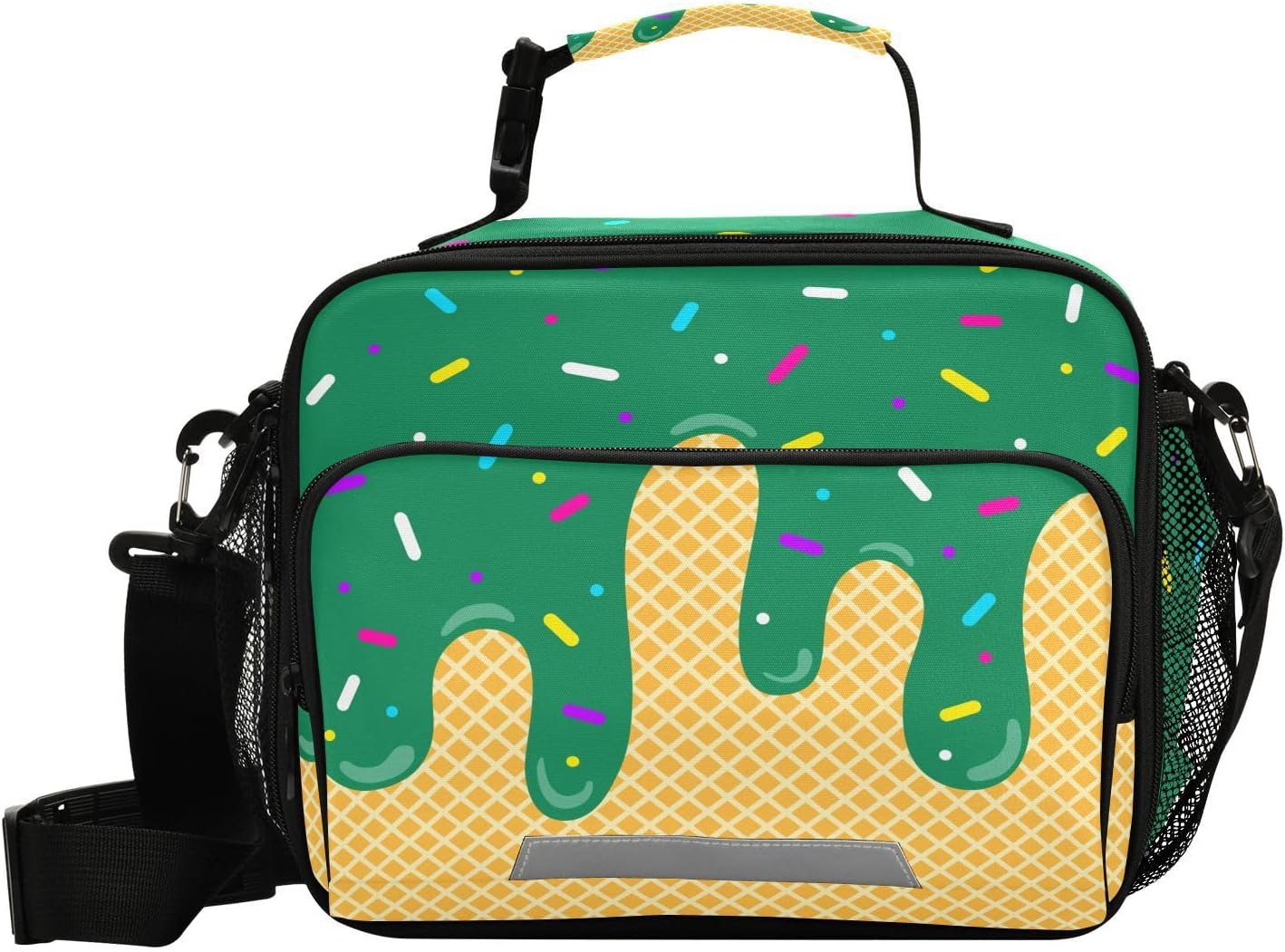 Blue Ice Cream Drip Lunch Bag for Women Men Summer Insulated Cooler Tote Bag with Adjustable Shoulder Strap Large Capacity Picnic Lunch Box Outdoor for Adult Office