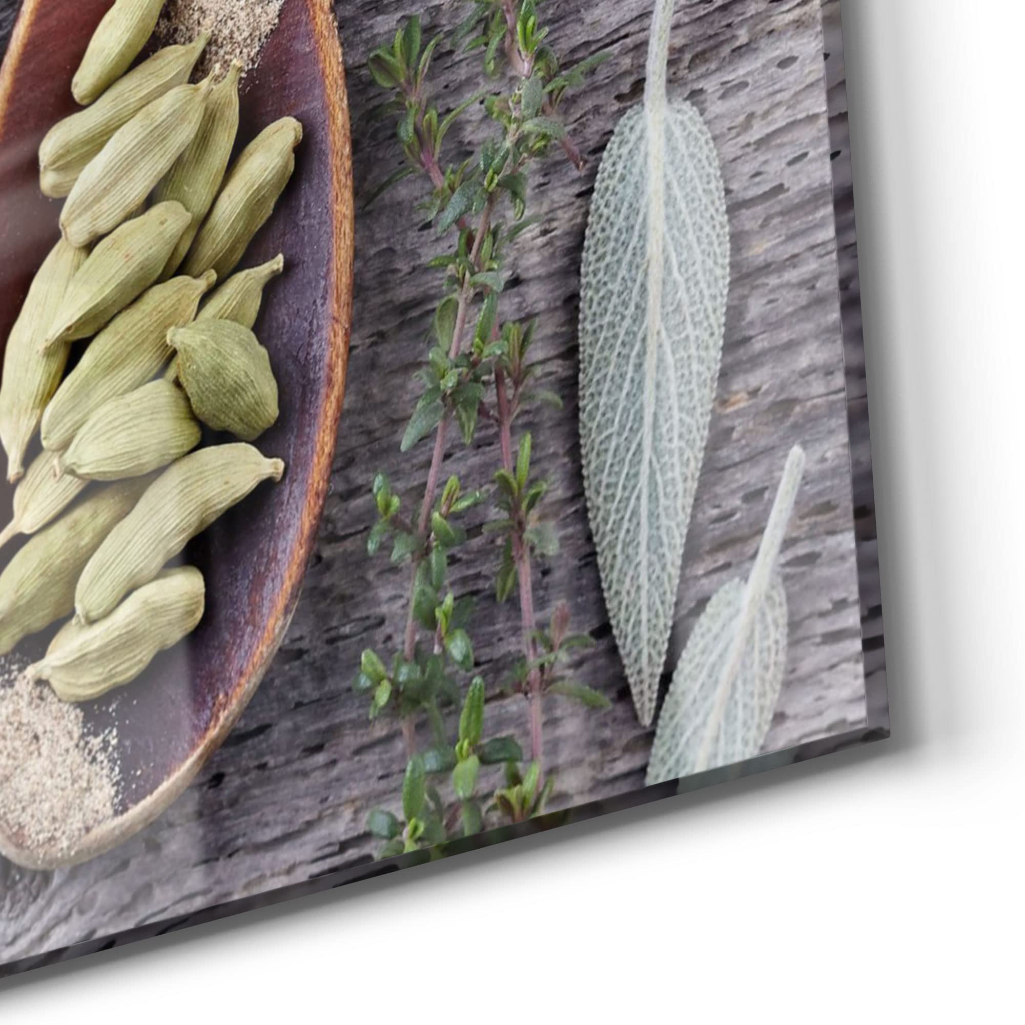DEQORI Obraz na szkle z prawdziwego szkła | motyw zdobione łyżki kuchenne | poziomo jednoczęściowa 125 x 50 cm | piękna dekoracja | obraz ścienny do salonu, sypialni, korytarza i kuchni | nowoczesna dekoracja ścienna