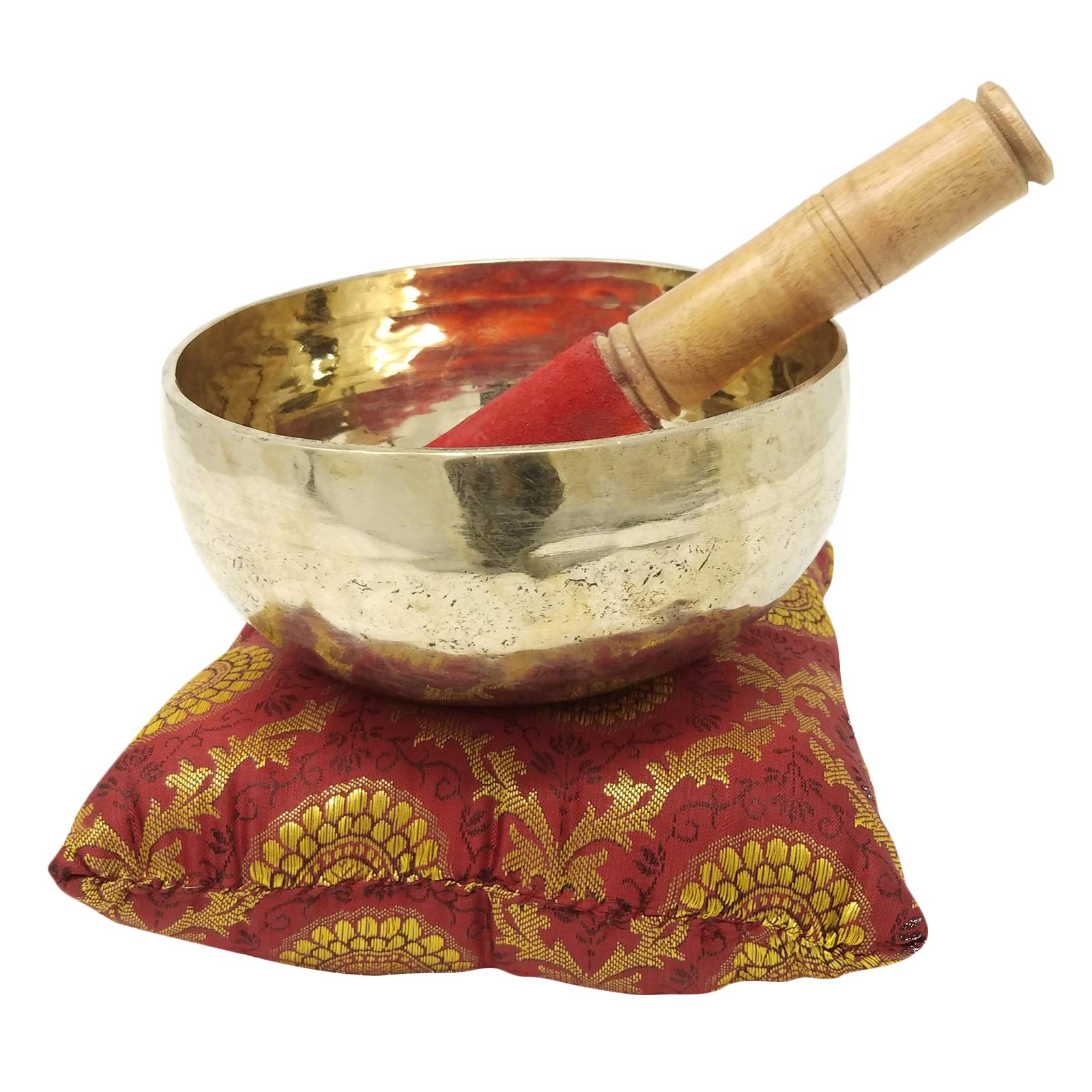 6 "Handmade Crown Chatra tybetańska misa dźwiękowa medytacja miska lecznicza z młotkiem i jedwabną poduszką
