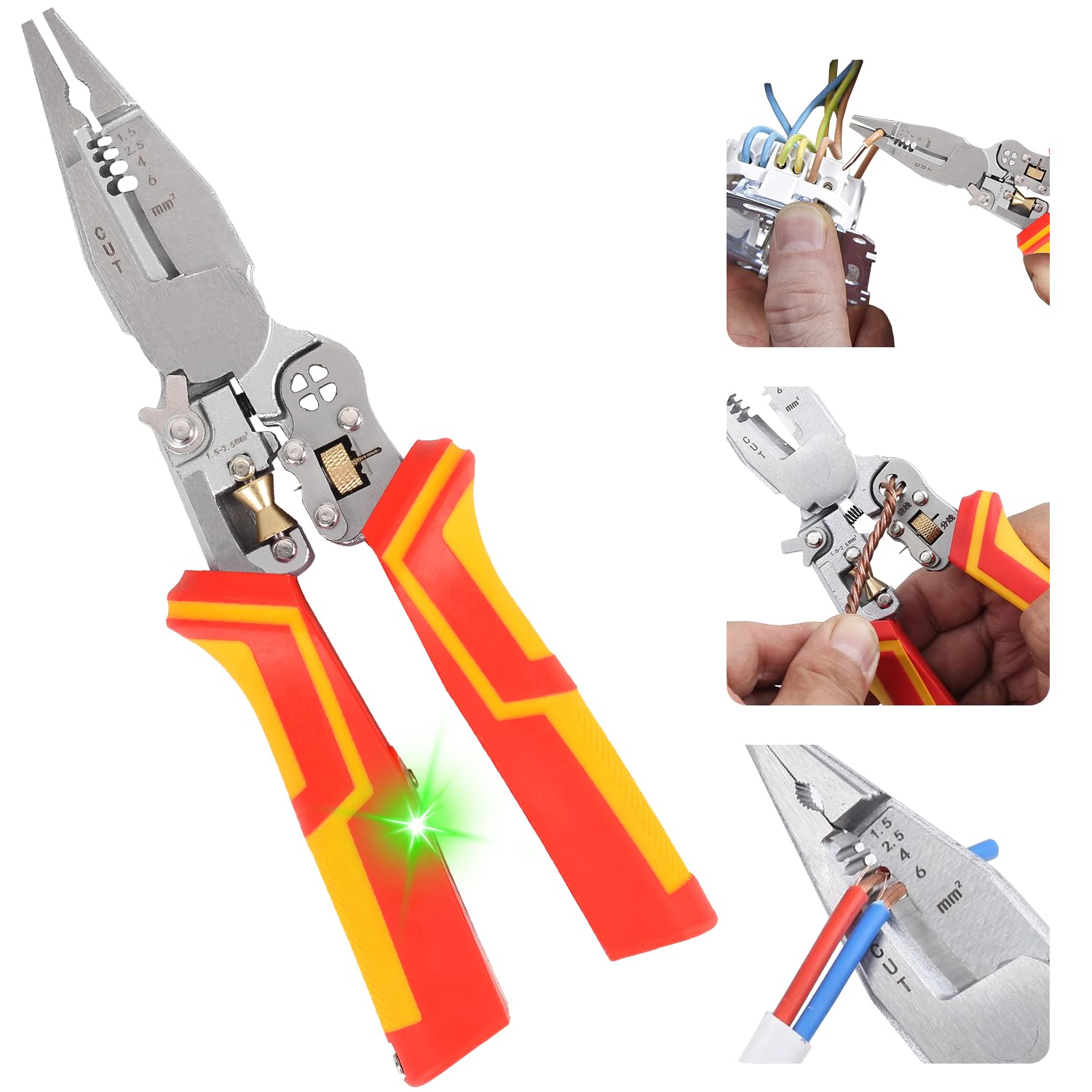 9 in 1 Wire Strippers, Electrical Twister Tool with Electricity Measurement, Automatic Cable Stripping for Cutting and Pulling Wires, Voltage Tester Pliers for Scraping and Pressing Wires