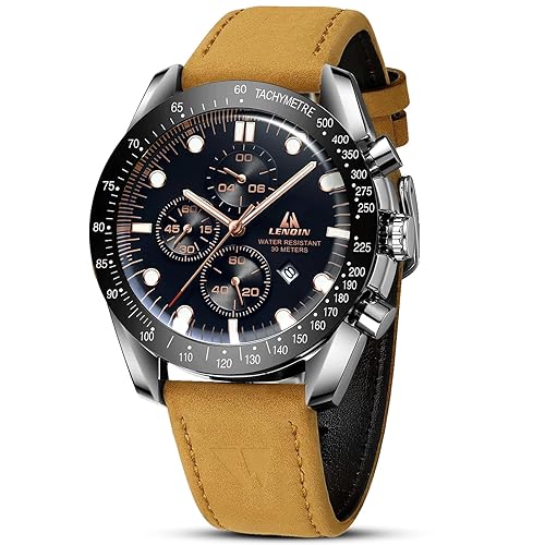 Mens Watches Leather Watch Analog Quartz Watch for Men Luminous