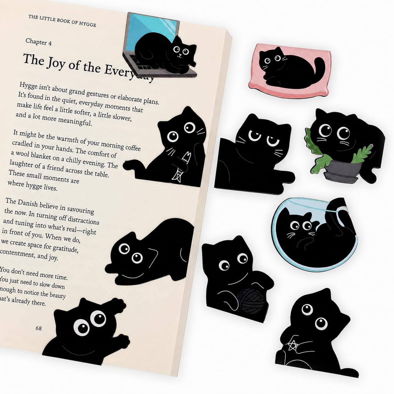 Cat Gifts for Women, 10 Pack Magnetic Bookmark Set, Mischievous Kitten Page Markers, Book Lover Reading Accessories, Students, Birthday Christmas Stocking Filler, Novelty Stationery for School Office
