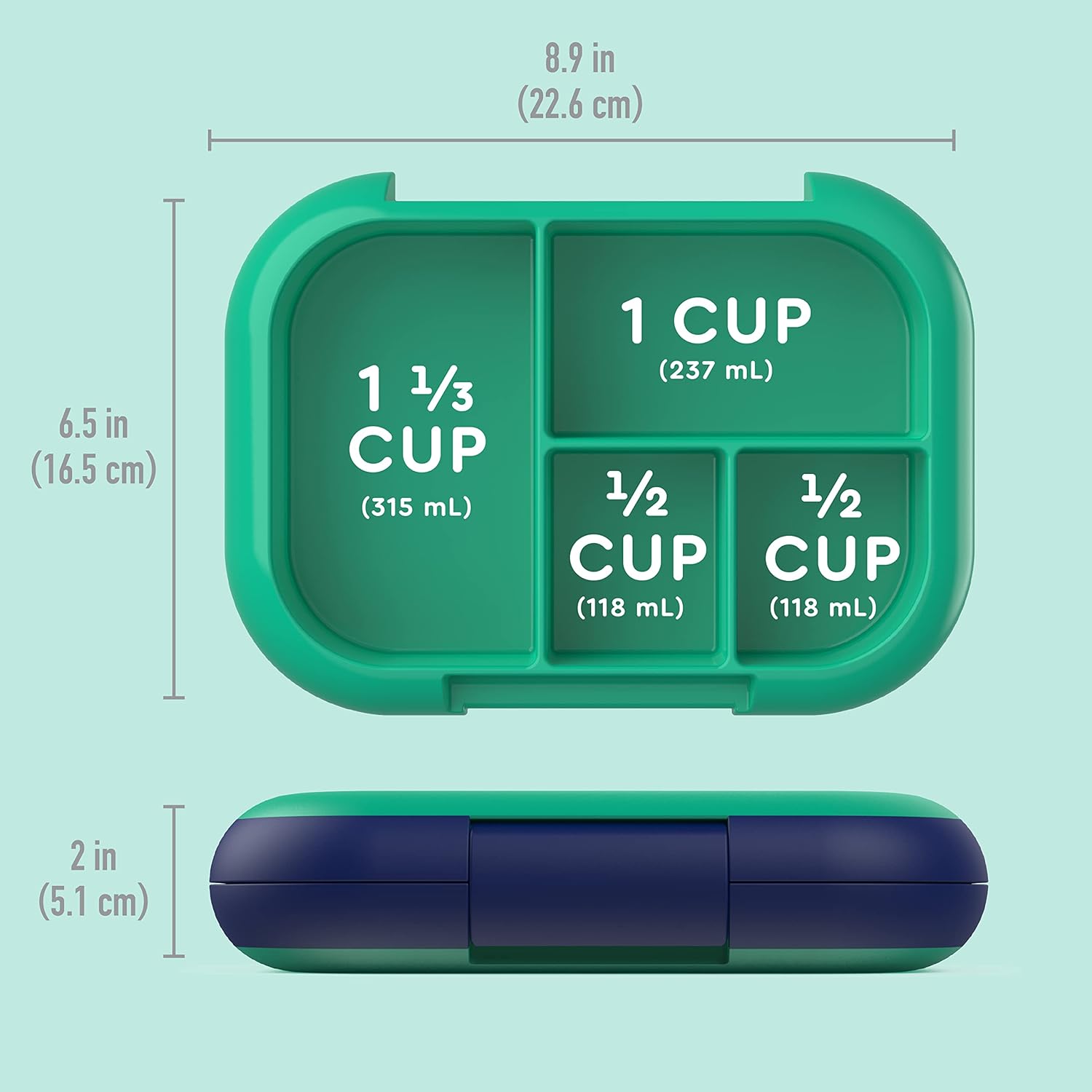 Bentgo® Kids Chill Lunch Box (Green/Navy) With Kids Reusable Plastic Utensils (Blue)