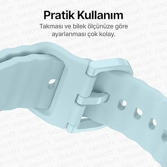 Teknoft Samsung Galaxy Watch 7/6/5/4/FE Serisi (40mm/44mm), Watch 6/4 Classic (47mm/43mm/42mm) ve Samsung Watch 5 Pro (45mm) için Yumuşak ve Konforlu Wave 20mm Silikon Kordon