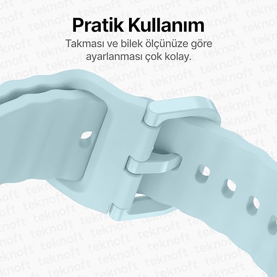 Teknoft Samsung Galaxy Watch 7/6/5/4/FE Serisi (40mm/44mm), Watch 6/4 Classic (47mm/43mm/42mm) ve Samsung Watch 5 Pro (45mm) için Yumuşak ve Konforlu Wave 20mm Silikon Kordon