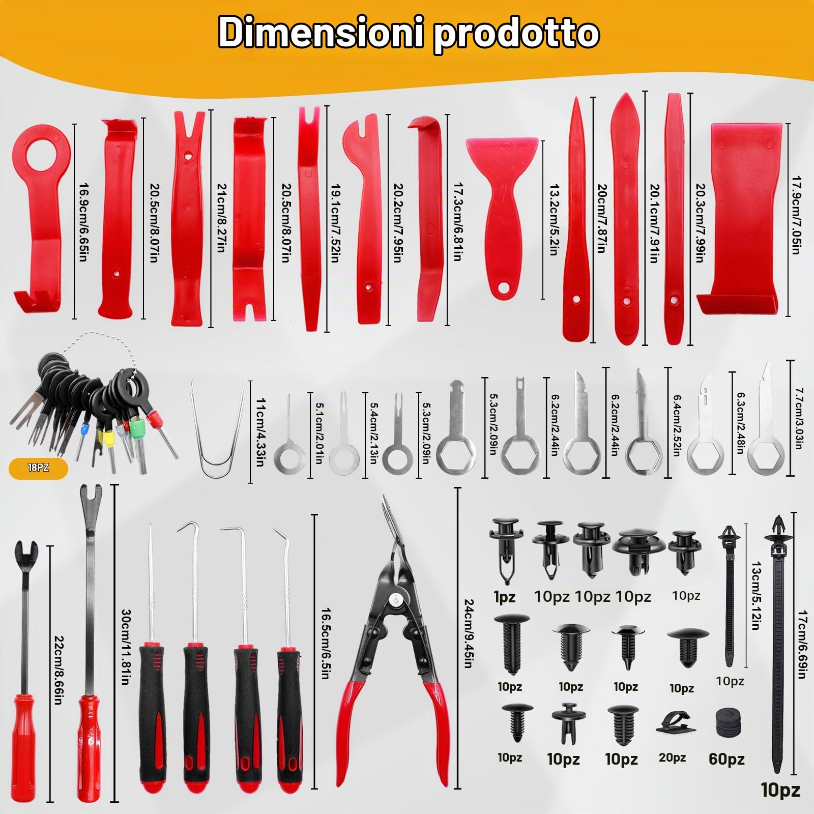268 Pezzi Kit Smontaggio Pannelli Auto, Strumento di Rimozione Auto Kit Leve per Plastiche Cruscotto e Audio, Set di Attrezzi per la rimozione delle Finiture dell’Auto per Pannello Radio Cruscotto