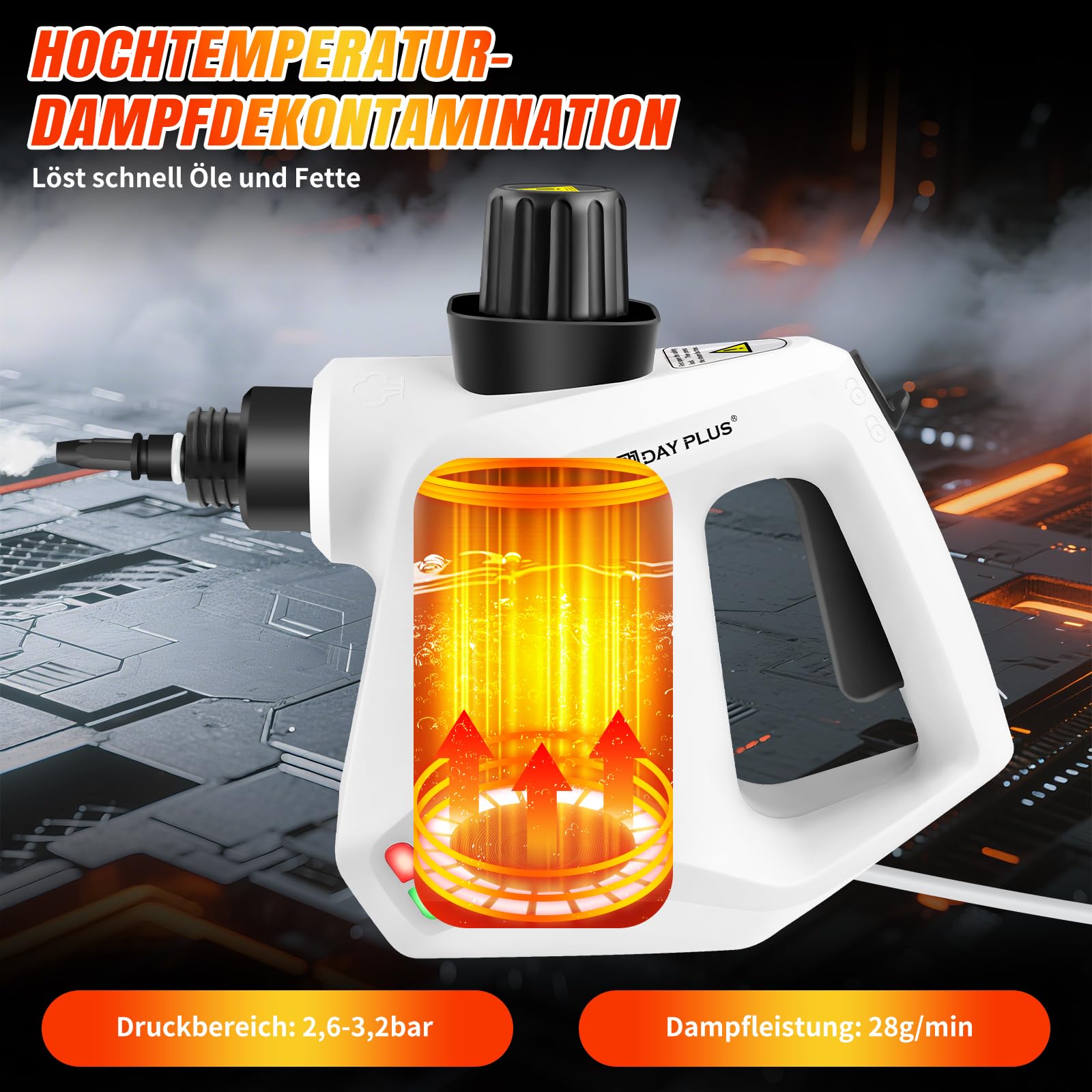 Handdampfreiniger, 1000W Dampfreiniger Handgerät, Chemikalienfreier Dampfreiniger, 110℃ Steam Cleaner zur effizienten Reinigung, Hand Dampfreiniger für die Reinigung von Fenstern, Sofas, Fugen, Auto