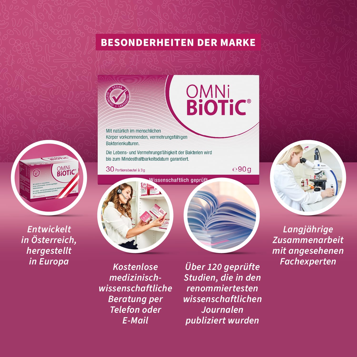 OMNi BiOTiC 6 | Der tägliche Begleiter für ein gutes "Bauchgefühl" | Für jeden Tag und jedes Alter geeignet | 60 Sachets | 6 Bakterienstämme | Pulver | Mit Inulin | Vegan | Glutenfrei
