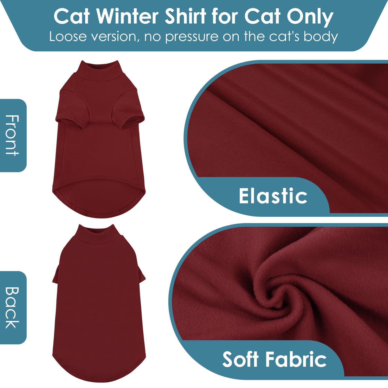 AOFITEE Turtleneck Jumper for Cats Soft Sphynx Cats Shirt Hairless Cat Jumpers with Sleeves - Image 4