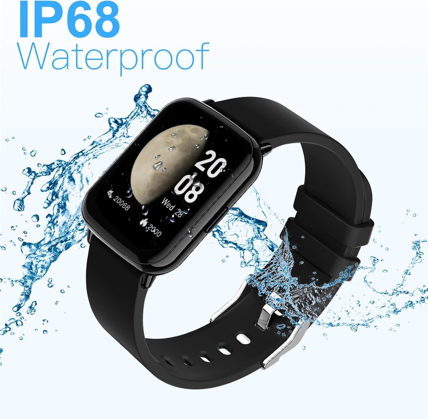 Smart Watch, Hadisala 1.69" Fitness Tracker for Android iOS Phones, Activity Tracker with Heart Rate Monitor, Blood Oxygen Meter, Step and Sleep Tracking, IP68 Waterproof Smartwatch for Men Women