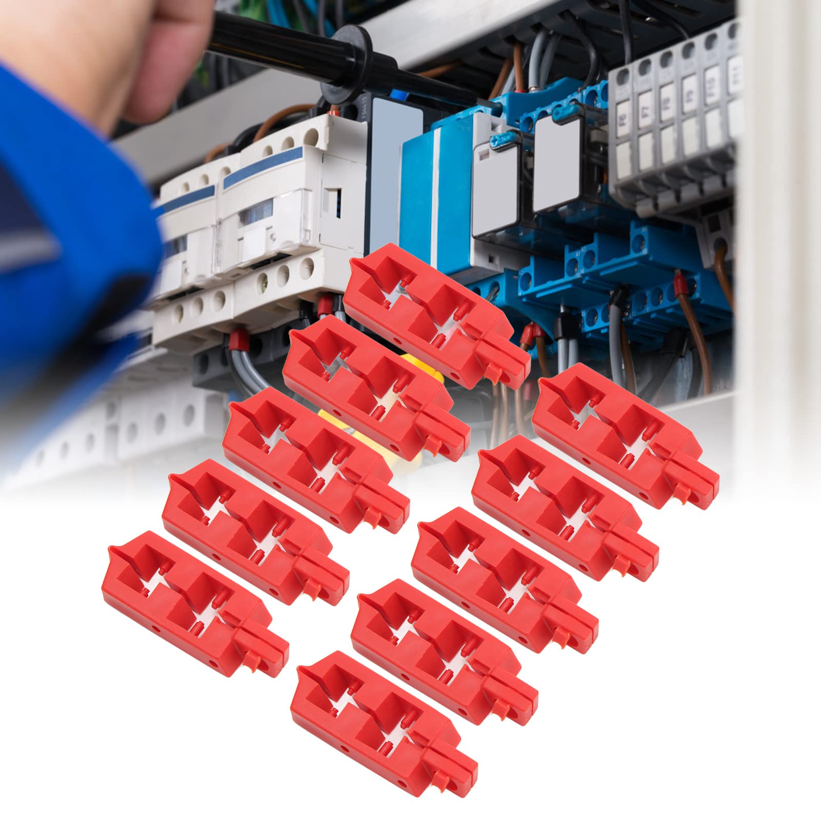Snap On Circuit Breaker Lockout, Impact Resistant Professional Easy to Install 10Pcs Safety Breaker Lockout Device Energy Isolation for Industrial Use