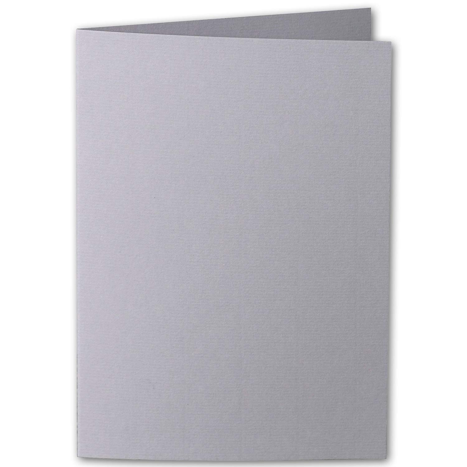 ARTOZ Zestaw 50 x DIN A5 składane kartki z kopertami – grafitowe (szare) – 148 x 210 mm – prążkowane karty do majsterkowania, czyste z kopertami – 220 g/m²