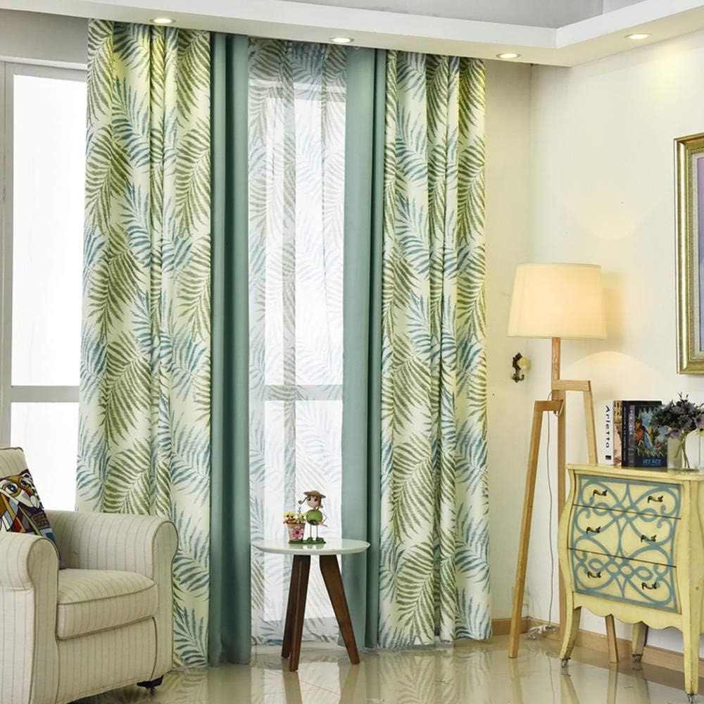 Tulle Cotton Linen Printed Living Room Bedroom Blackout Tulle Floor Length Grommet 2 Pieces-1.5×2.7(W×H)×2