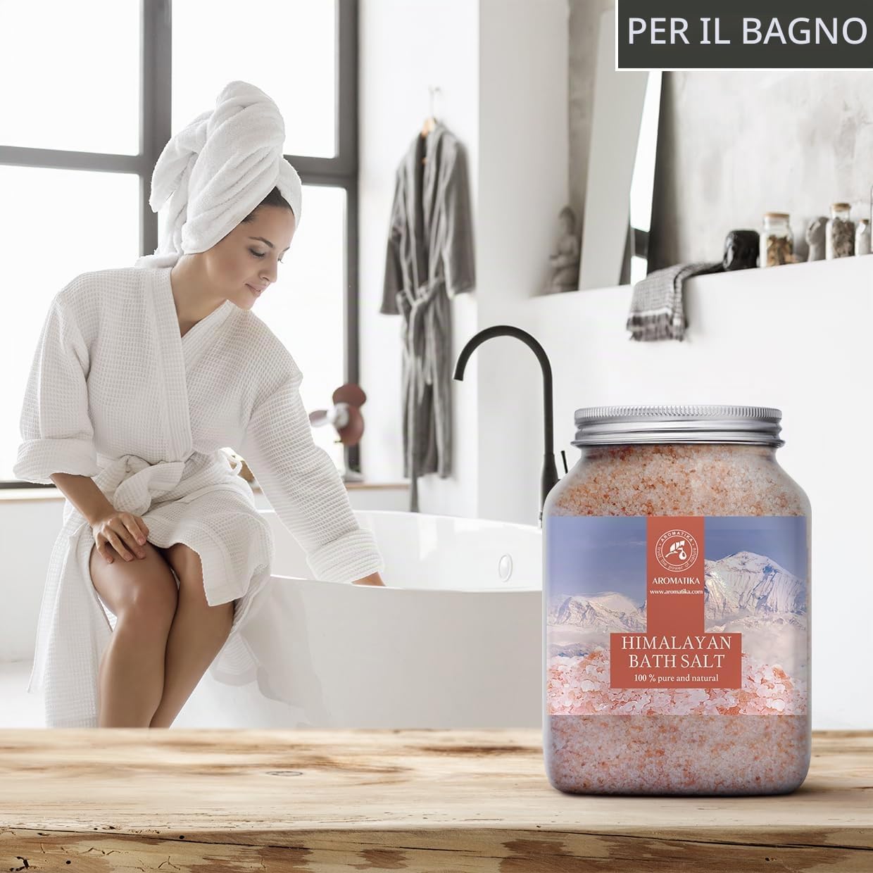 Sale Rosa Himalaya 1300g - Puro e Naturale 100% - Sale Himalayano - Ideale per Dormire Bene - Rimedi Contro lo Stress - Bagno - Bellezza - Rilassante - Sali da Bagno