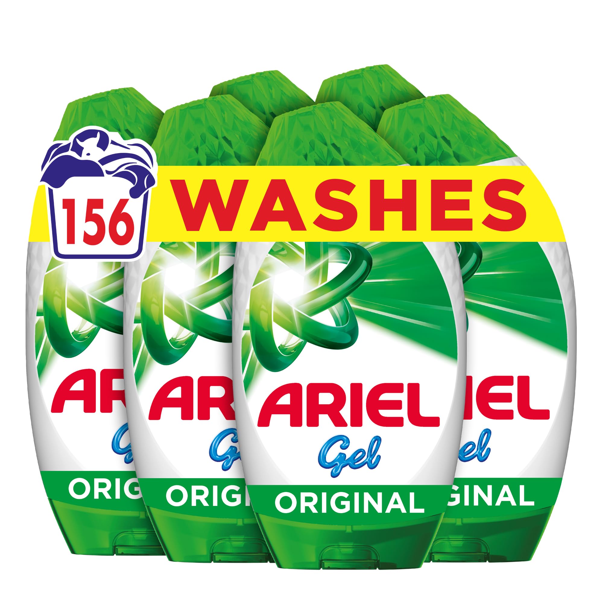 Ariel Washing Liquid Laundry Detergent Gel, 156 Washes (6 x 858 ml), Original, Brrrilliant Stain & Odour Removal From As Low As 15˚C