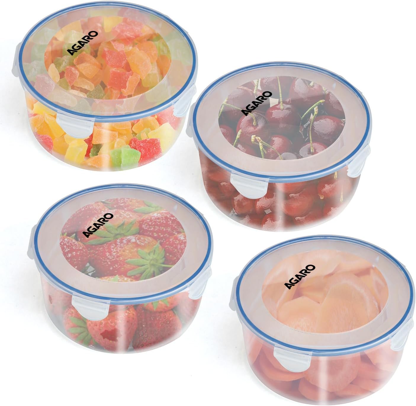 Airtight Container, Food Storage Container With Lid, Multipurpose Kitchen Container, Round Plastic Body, Leak Proof, BPA Free, Capacity 400ml Each, Pack of 4