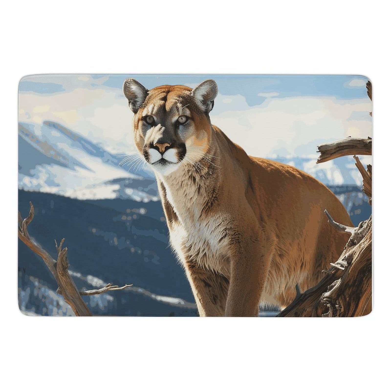 Grand tapis de bain lavable en velours corail imprimé lion pour intérieur doux