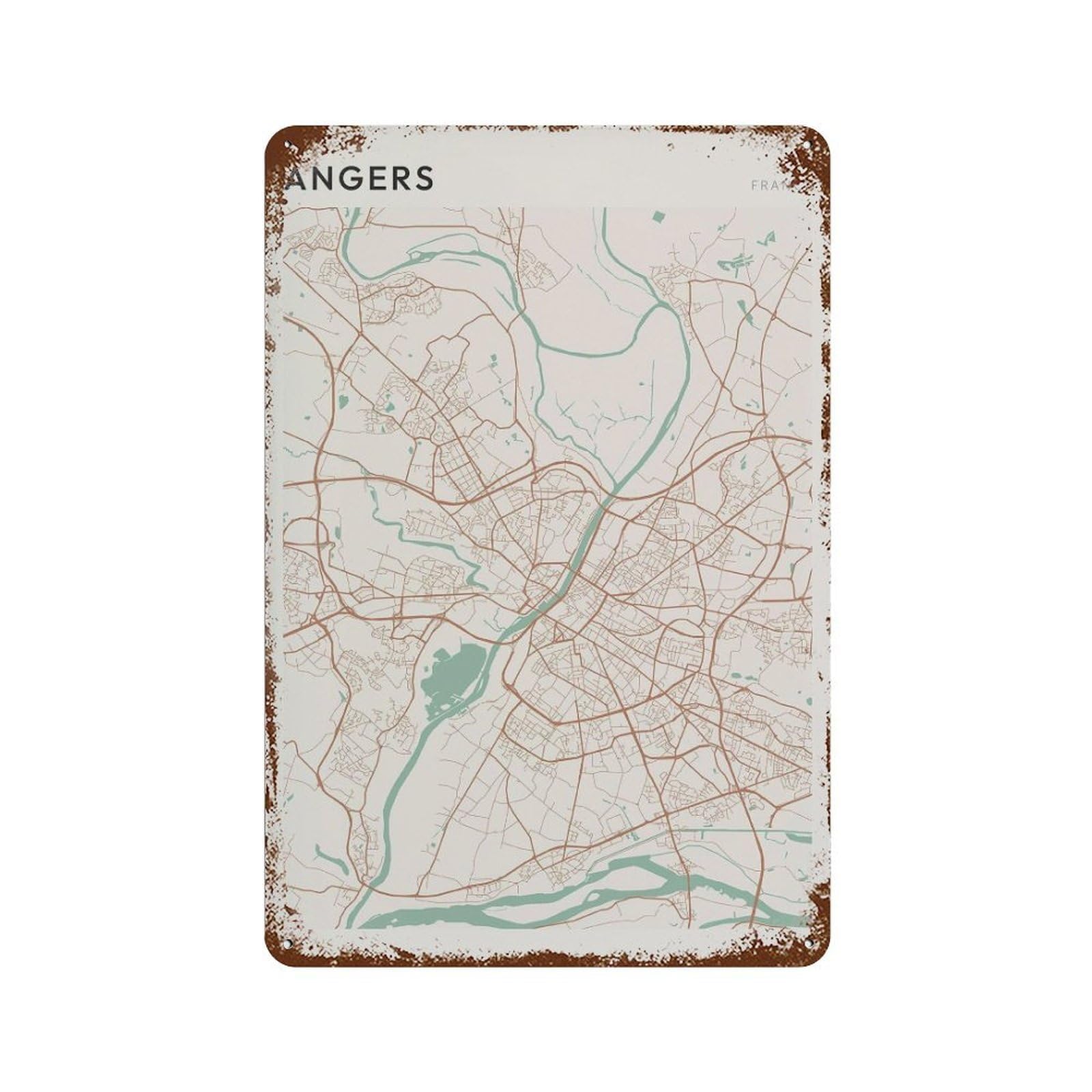 xiaoxiaoshen Angers Map France Travel Gift Scandi (2) Wall Decor Art Metal Tin Poster Modern Home Decor Art Home Bar Shop Decorations Vintage Sign 30x20cm