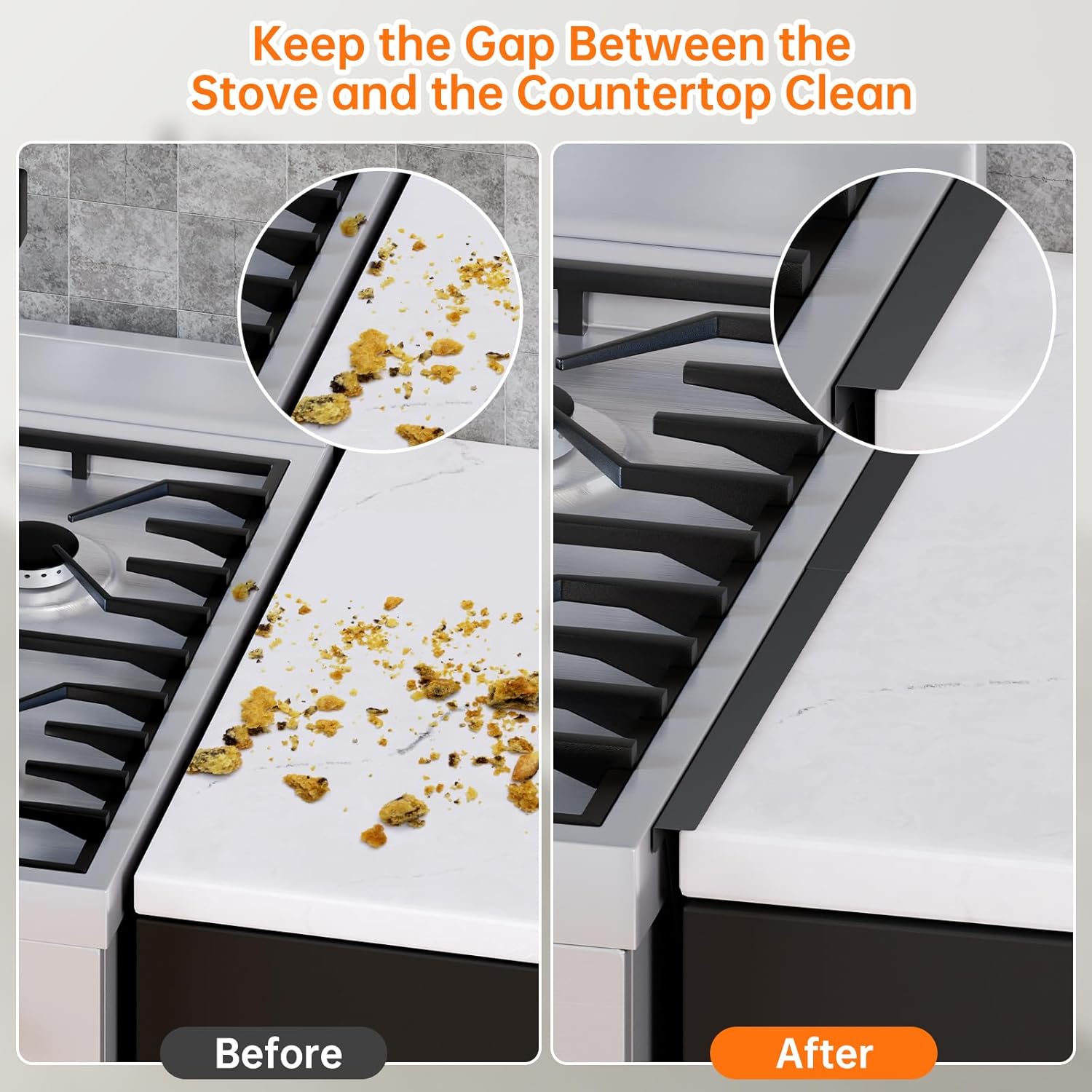 Stove Gap Covers Stainless Steel - 2 Pack Stove Gap Filler, Retractable Length 13.8" to 27.5", Width 0.79" Stove Side Gap Covers for Kitchen, Range Trim Kit, Heat Resistant Gap Guards for Gaps
