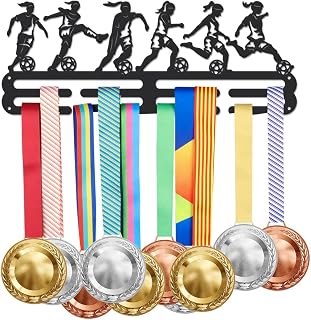 SUPERDANT Soccer Medal Hanger Display Sports Female Soccer Football Medals Display Rack Wall Mount Ribbon Display Holder Rack Hanger Decor Iron Hooks for 40+ Medals Gifts for Girls and Women
