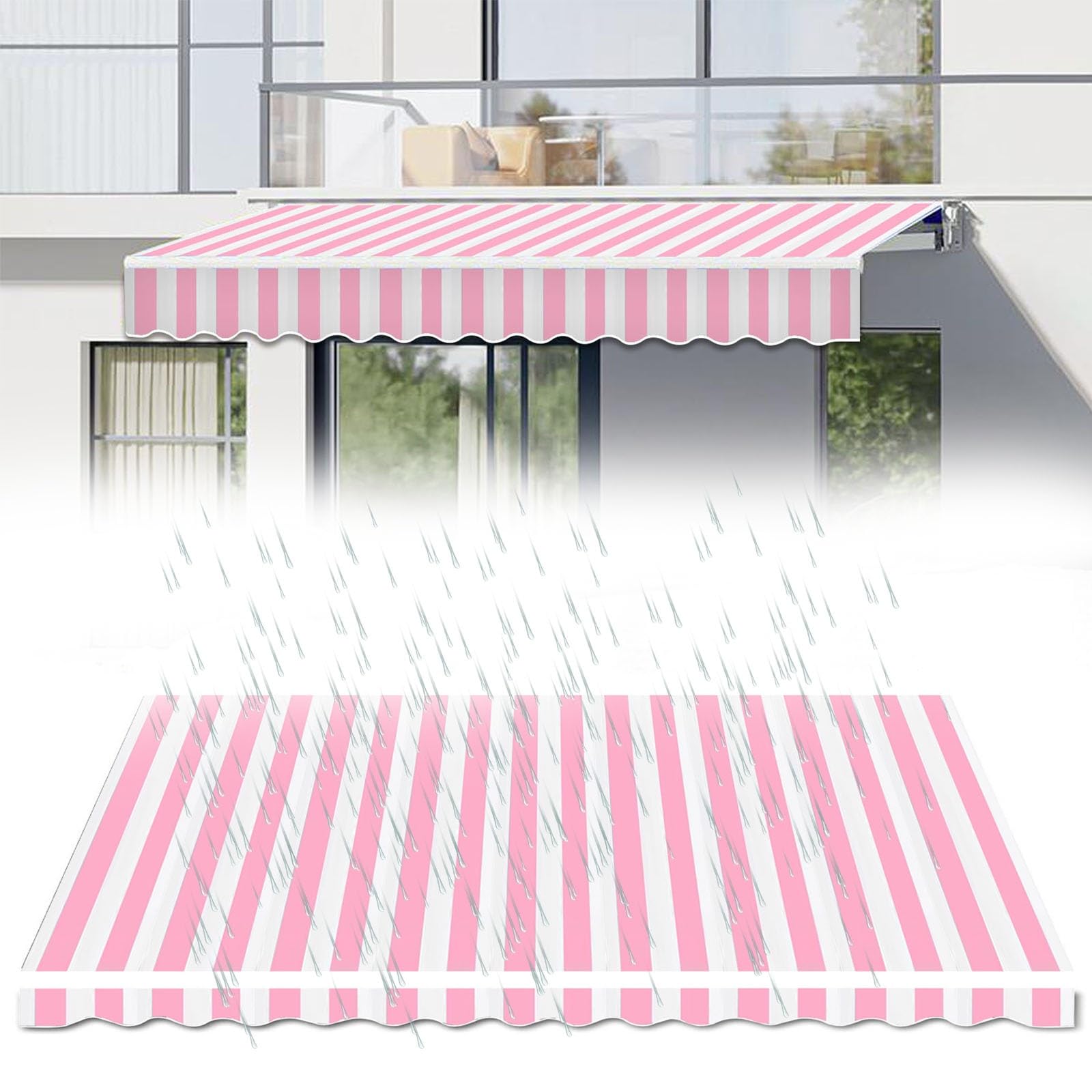 Auvent polyester imperméable rétractable contre pluie et soleil