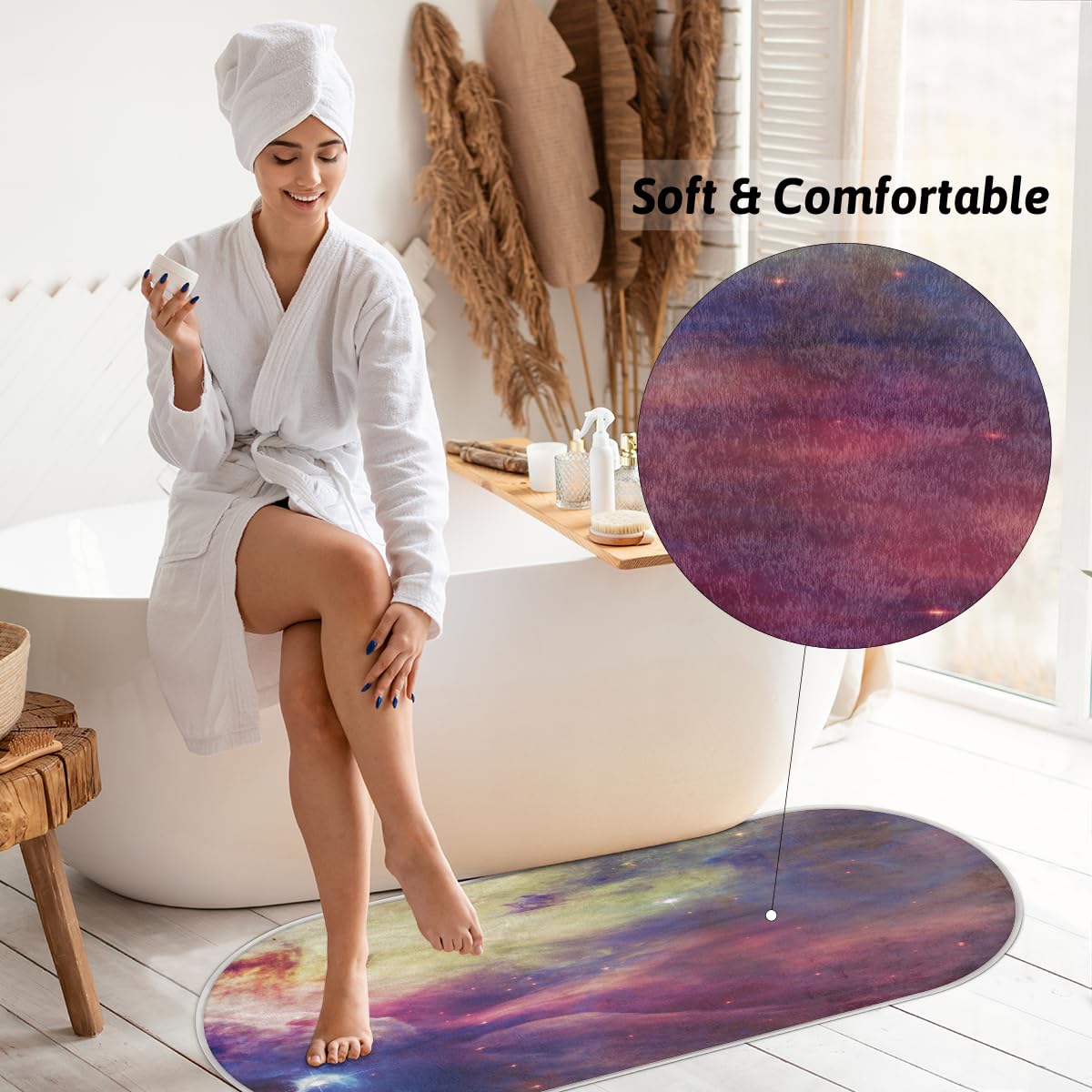 TropicalLife Galaxy Nebula nadruk dywanik mata 50 x 120 cm, galaktyka długie włosy pogrubione dywaniki do pokoju kuchni domu łazienki wewnątrz antypoślizgowa mata podłogowa dywaniki