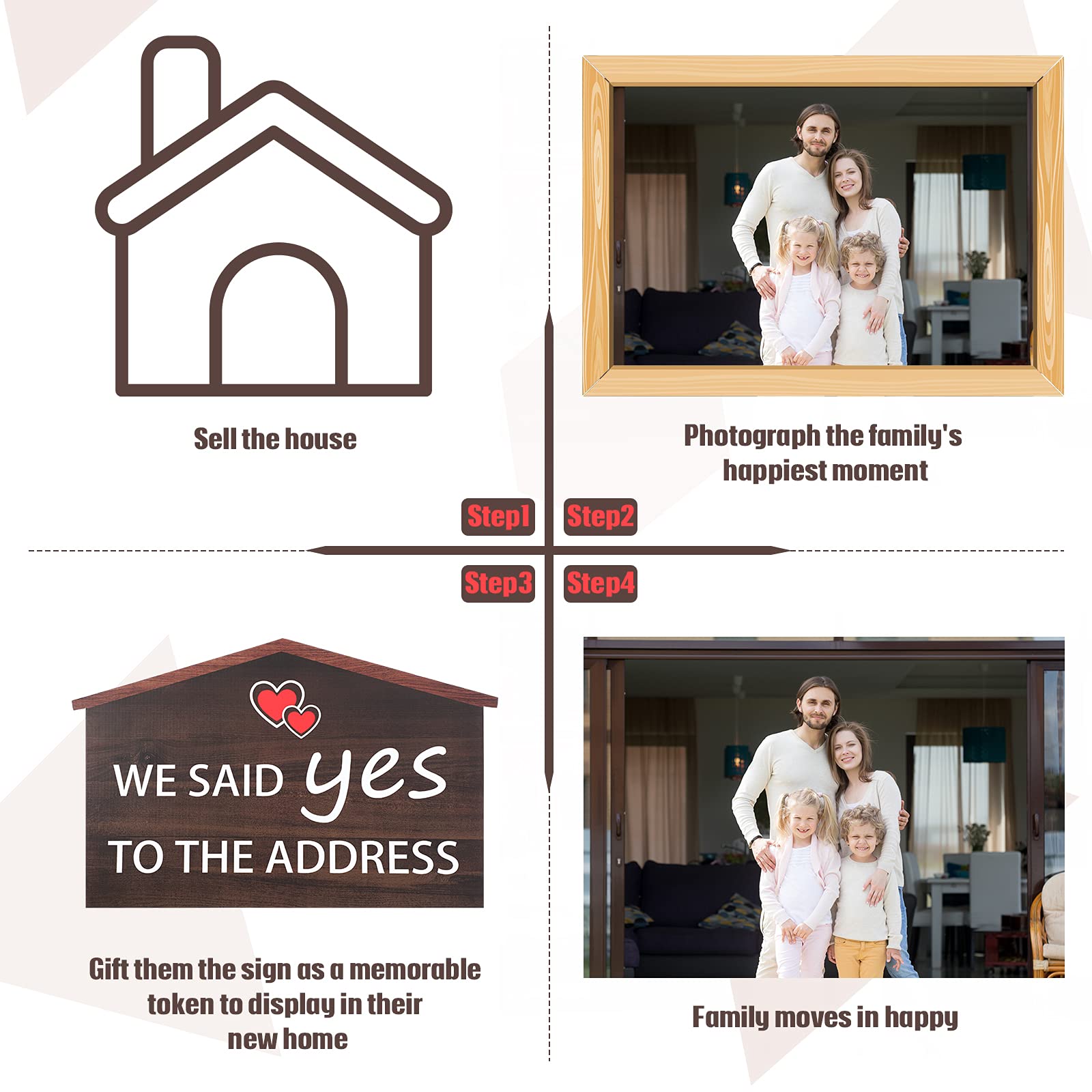 2 Pieces Real Estate Sold Sign Key House Shaped 16.7 Inch Real Estate Social Media Photo Prop Agent Supplies Double Sided with 2 Designs on 1 Sign