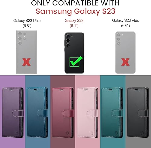 Miniatura 2 de Funda tipo cartera para Samsung Galaxy S23 5G con bloqueo RFID, soporte para tarjeta de crédito, de piel sintética, función atril, funda protectora