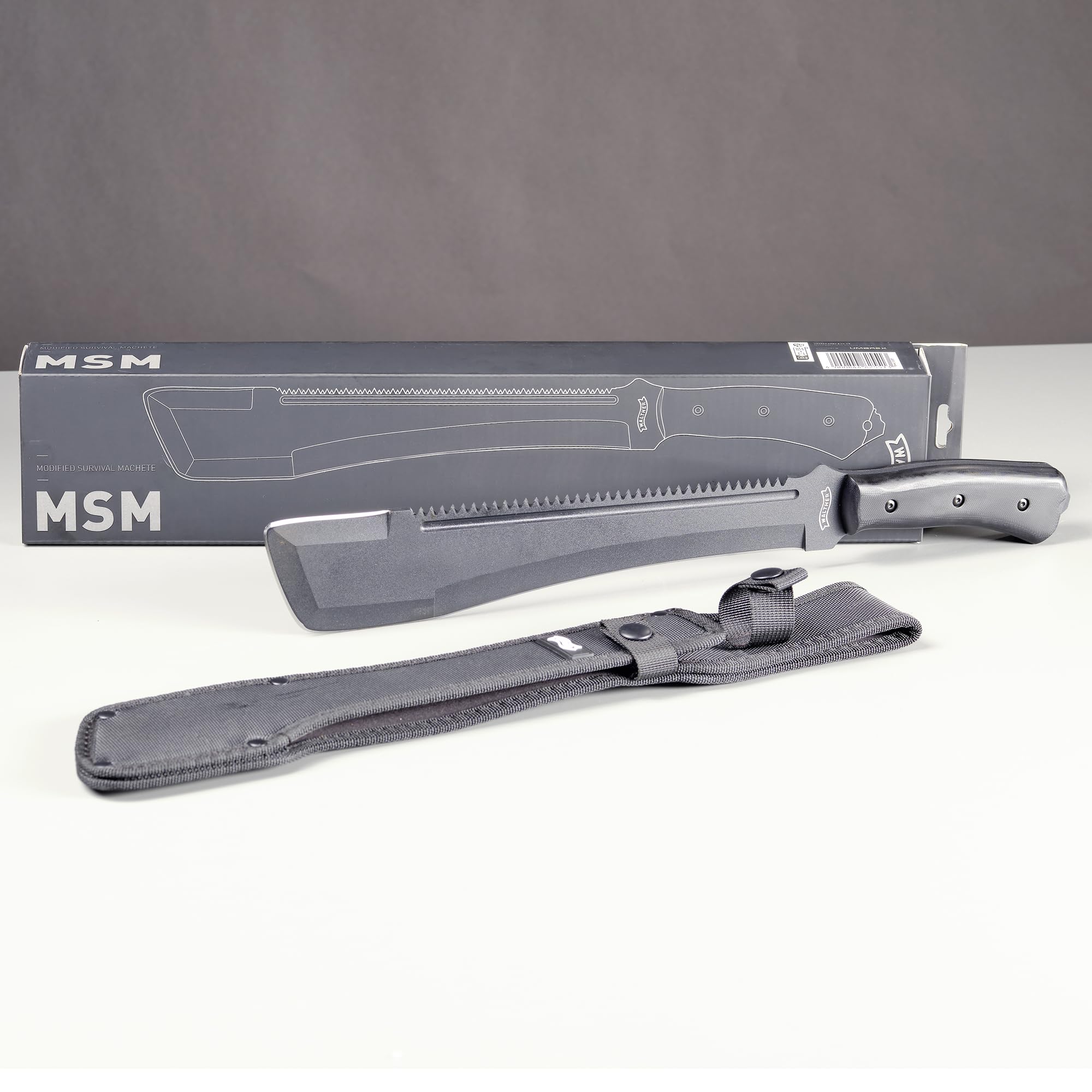Walther MachTac MSM, 1065 Carbonstahl, feststehendes Messer, ideal für Outdoor Aktivitäten