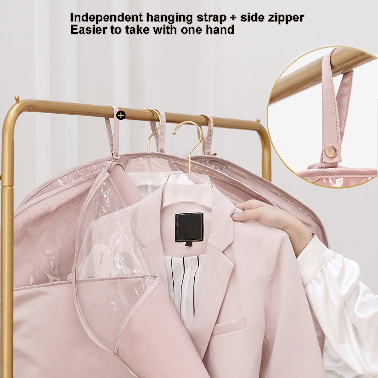 Bolsa de ropa para colgar ropa, funda con cremallera a prueba de polvo para trajes, abrigos, vestidos y camisas, 51 pulgadas