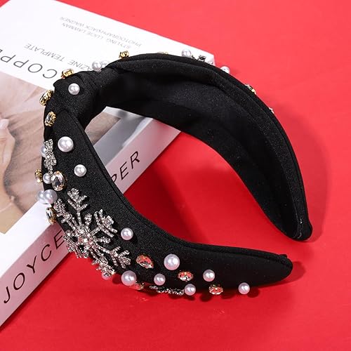 Miniatura 6 de Diadema de Navidad para mujer, accesorios de Navidad con cuentas, arco de Navidad, copo de nieve, diadema anudada HOHOHO, diadema con nudo en la